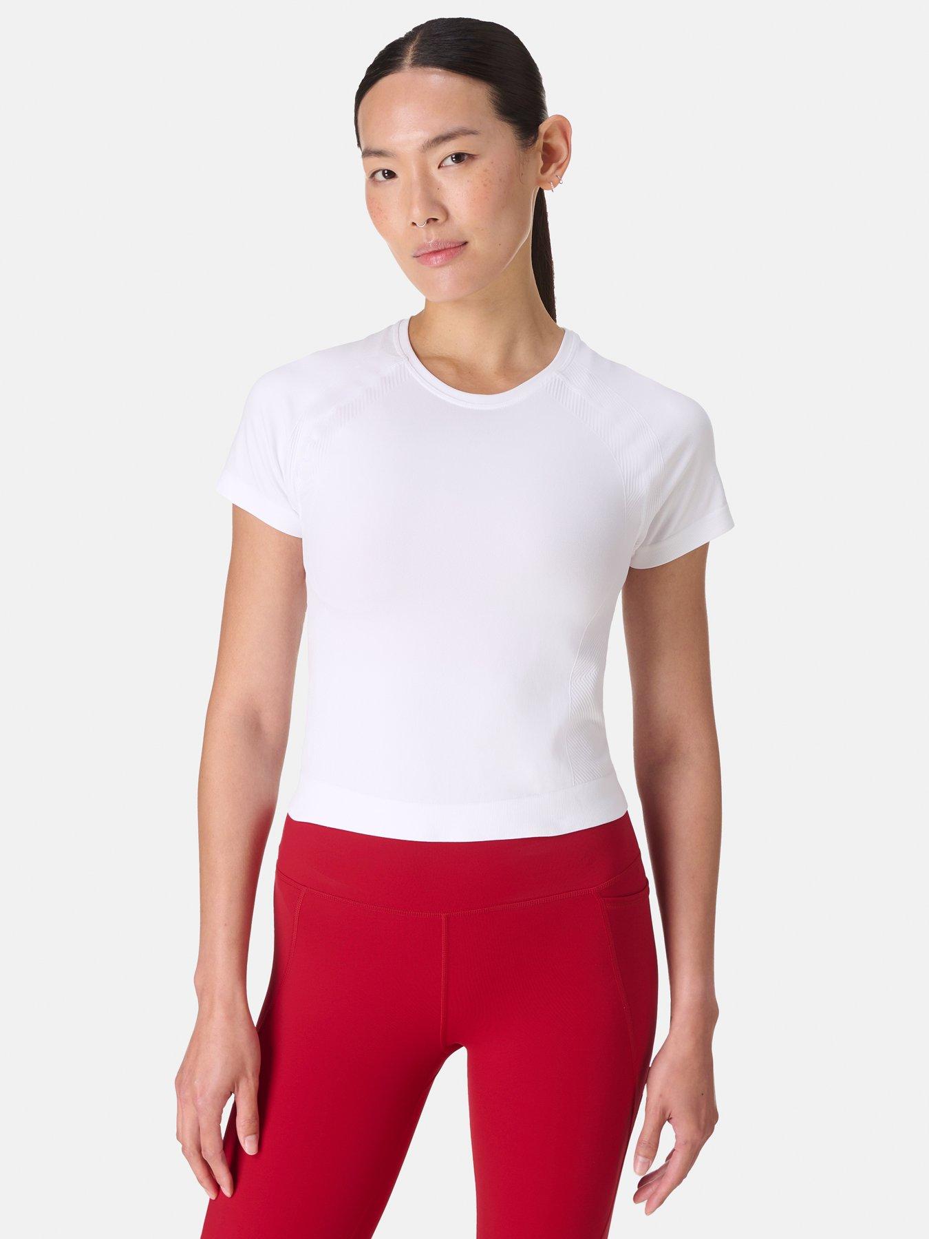 Sweaty Betty Womens Training Athlete Crop Seamless Workout T-shirt - White