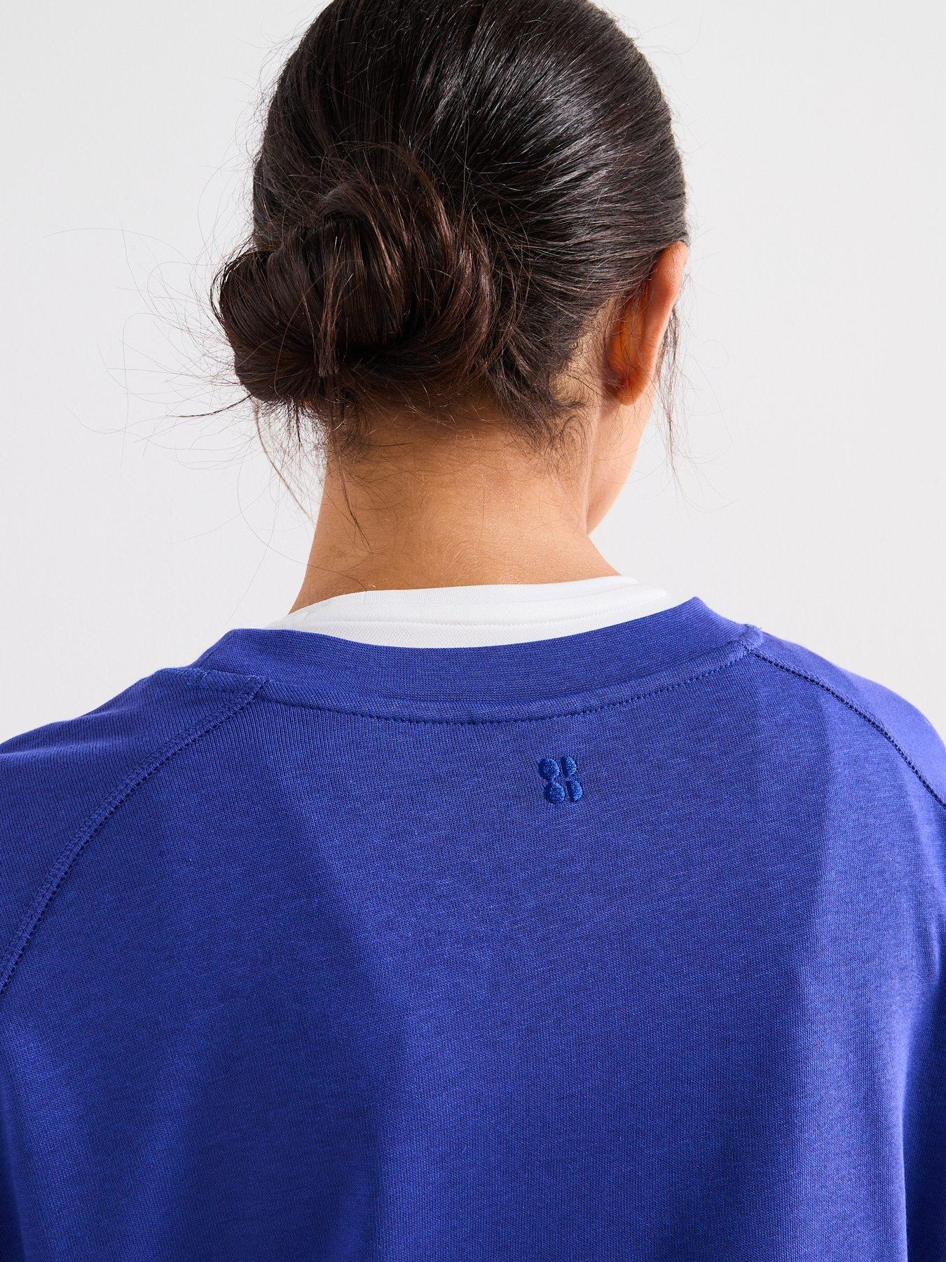 Image 4 of 5 of Sweaty Betty Womens Training After Class Crop Sweatshirt - Blue