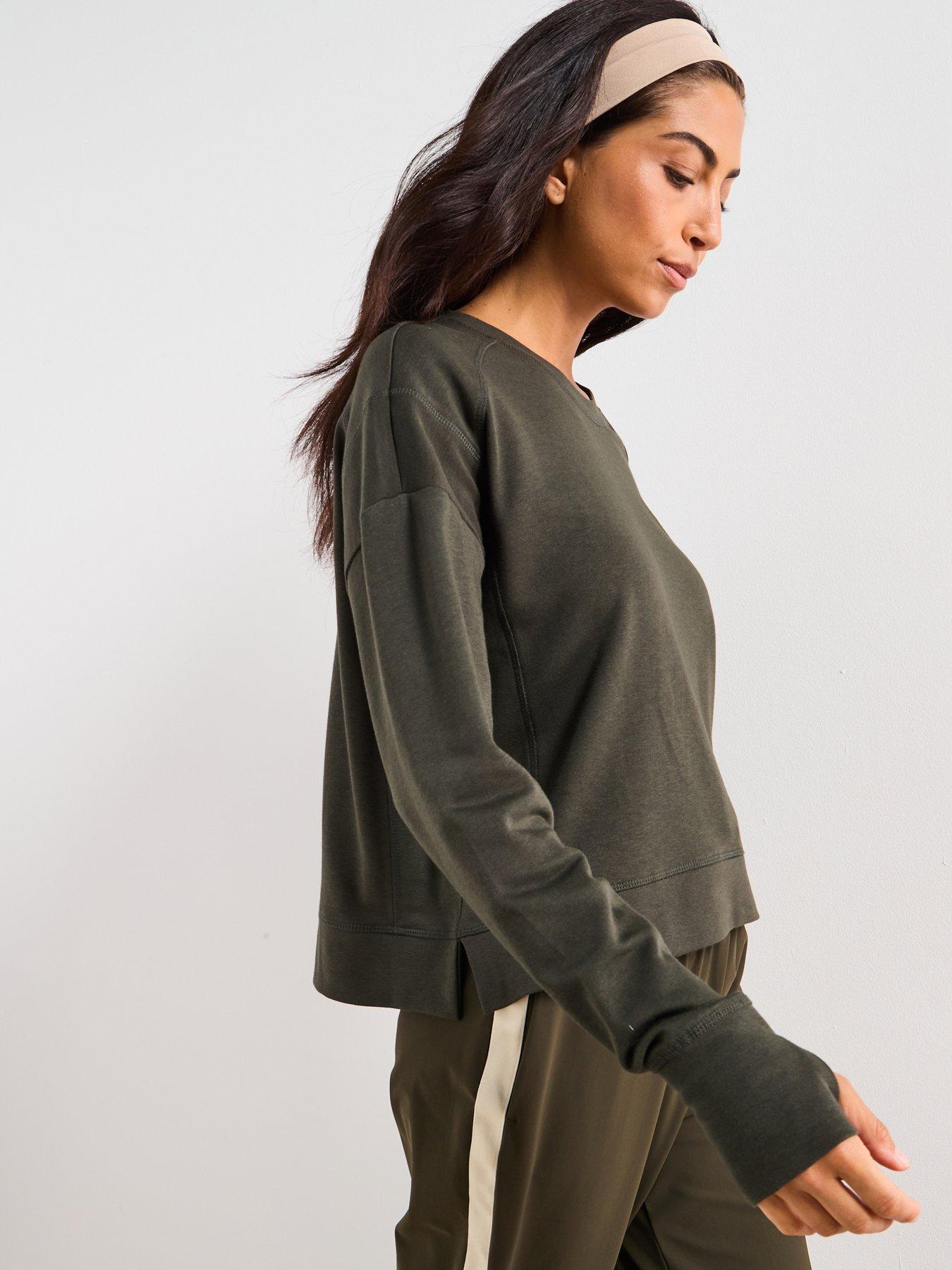 Sweaty Betty Womens Training After Class Crop Sweatshirt - Green