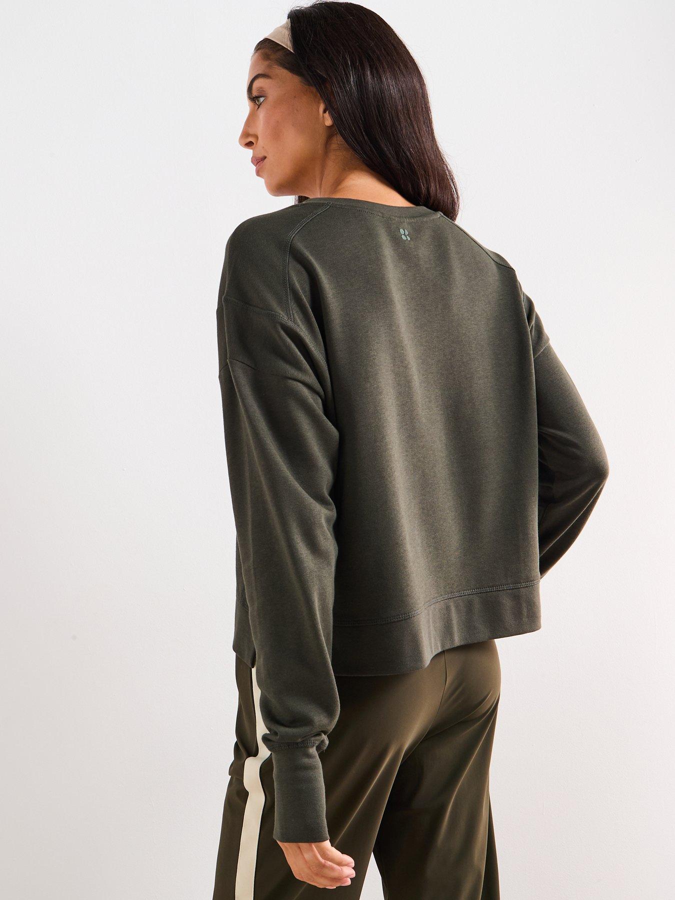 Image 2 of 5 of Sweaty Betty Womens Training After Class Crop Sweatshirt - Green