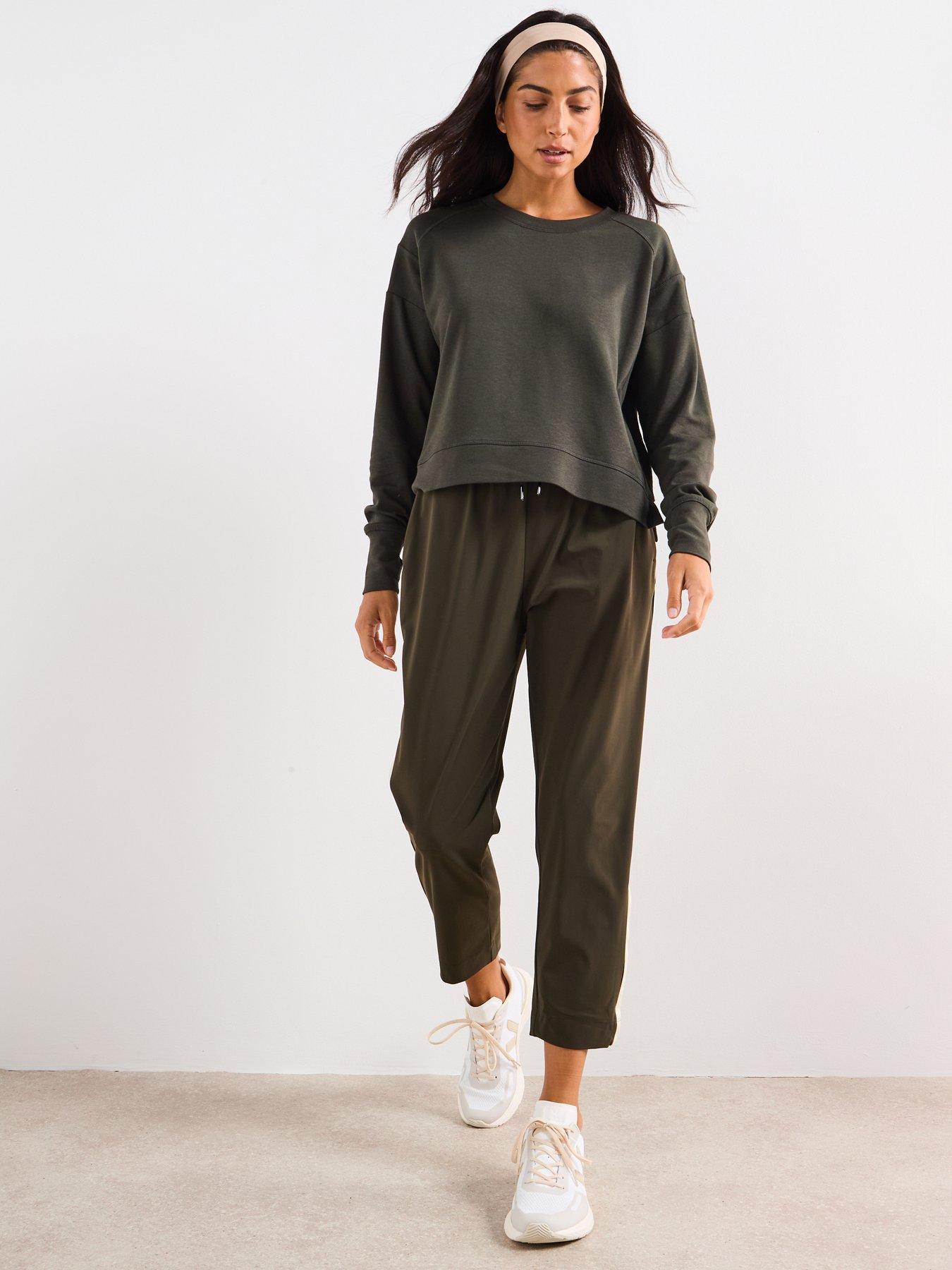 Image 3 of 5 of Sweaty Betty Womens Training After Class Crop Sweatshirt - Green