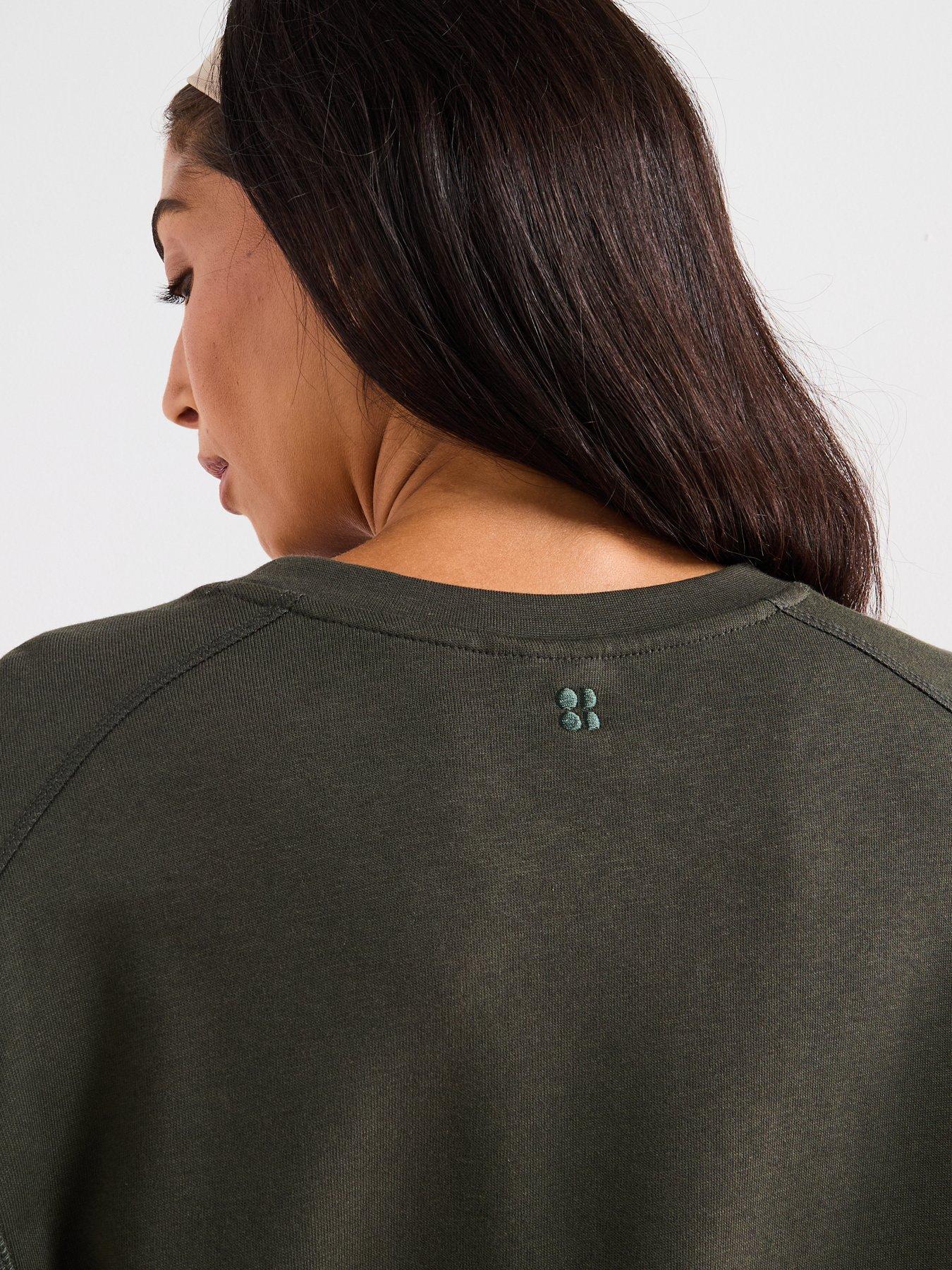 Image 4 of 5 of Sweaty Betty Womens Training After Class Crop Sweatshirt - Green