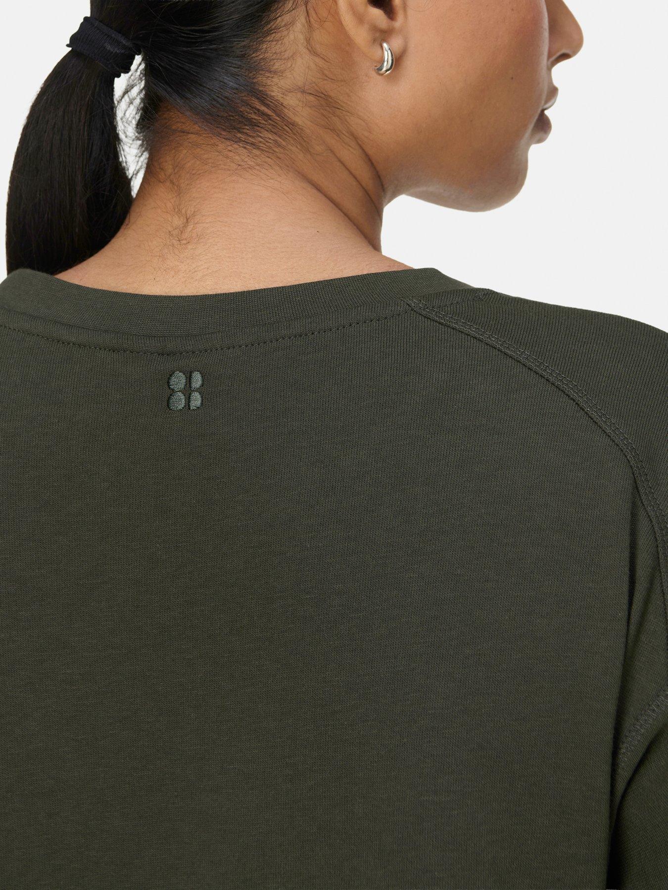 Image 5 of 5 of Sweaty Betty Womens Training After Class Crop Sweatshirt - Green