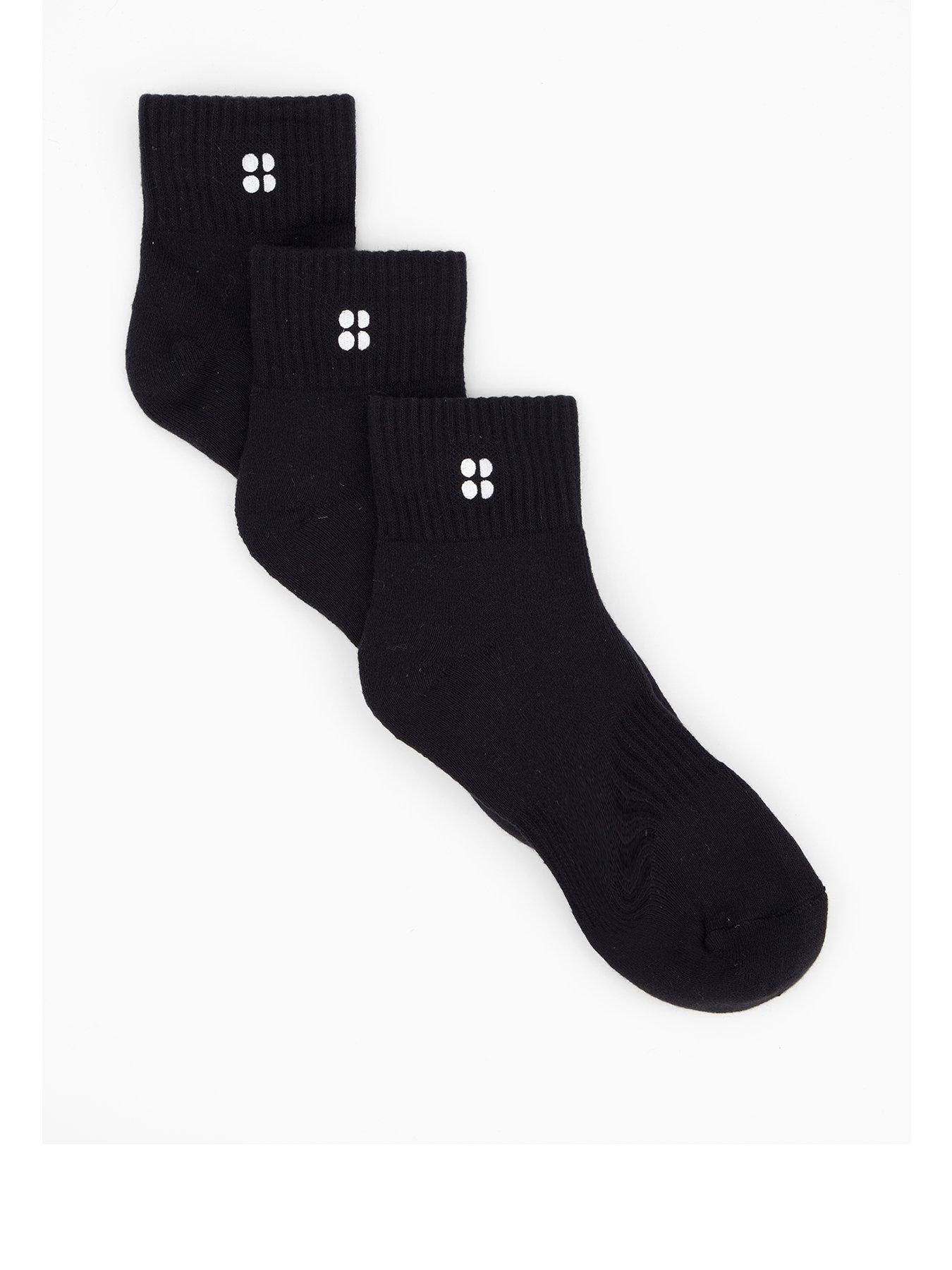 Image 1 of 4 of Sweaty Betty Womens Training Essentials Mid 3 Pack Socks - Black