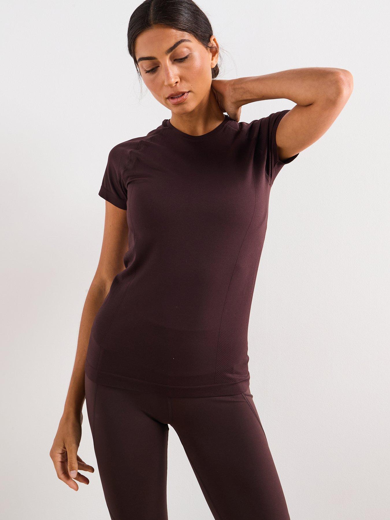 Image 1 of 6 of Sweaty Betty Womens Training Athlete Seamless Workout T-Shirt - Brown