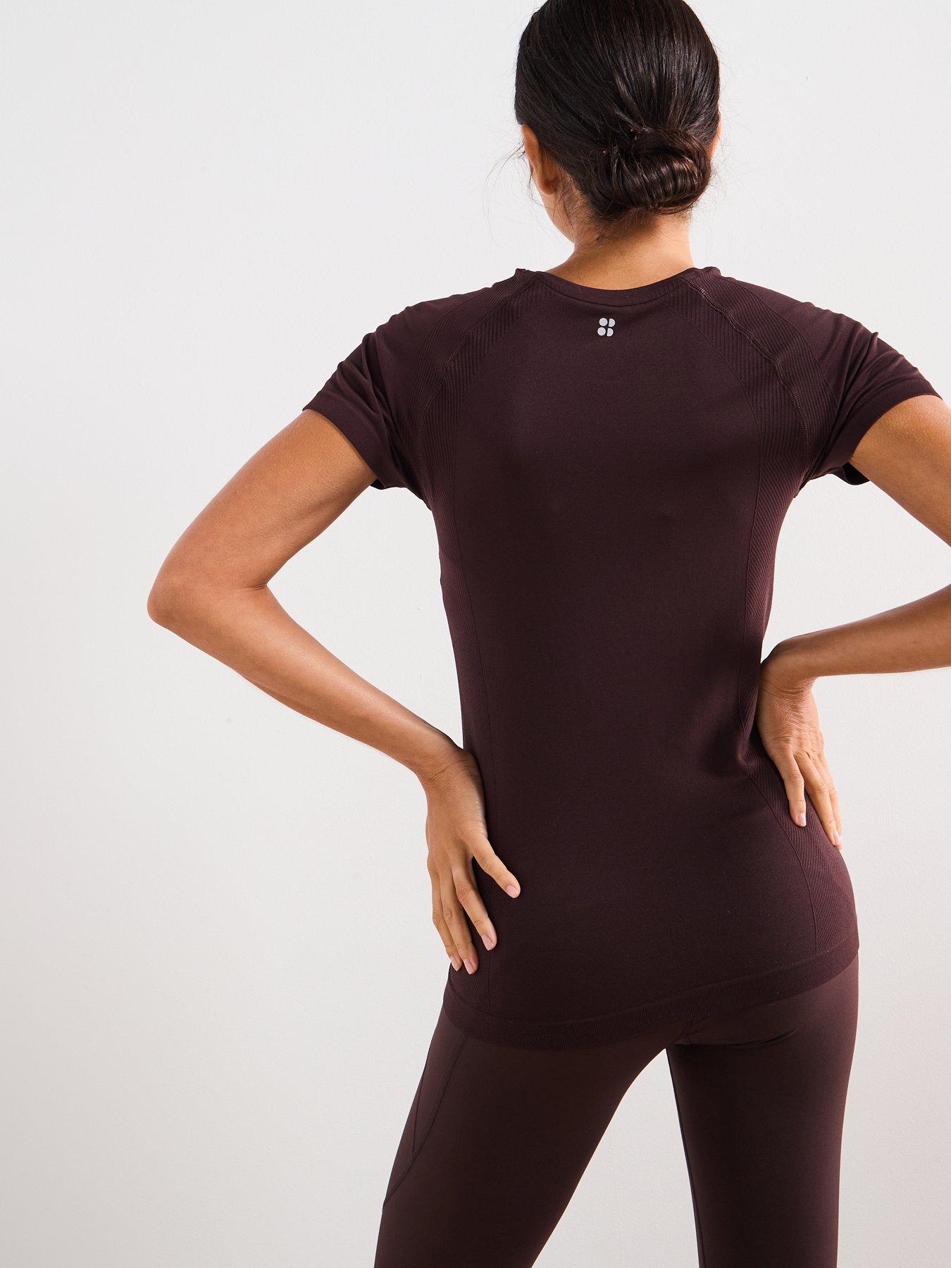 Image 2 of 6 of Sweaty Betty Womens Training Athlete Seamless Workout T-Shirt - Brown