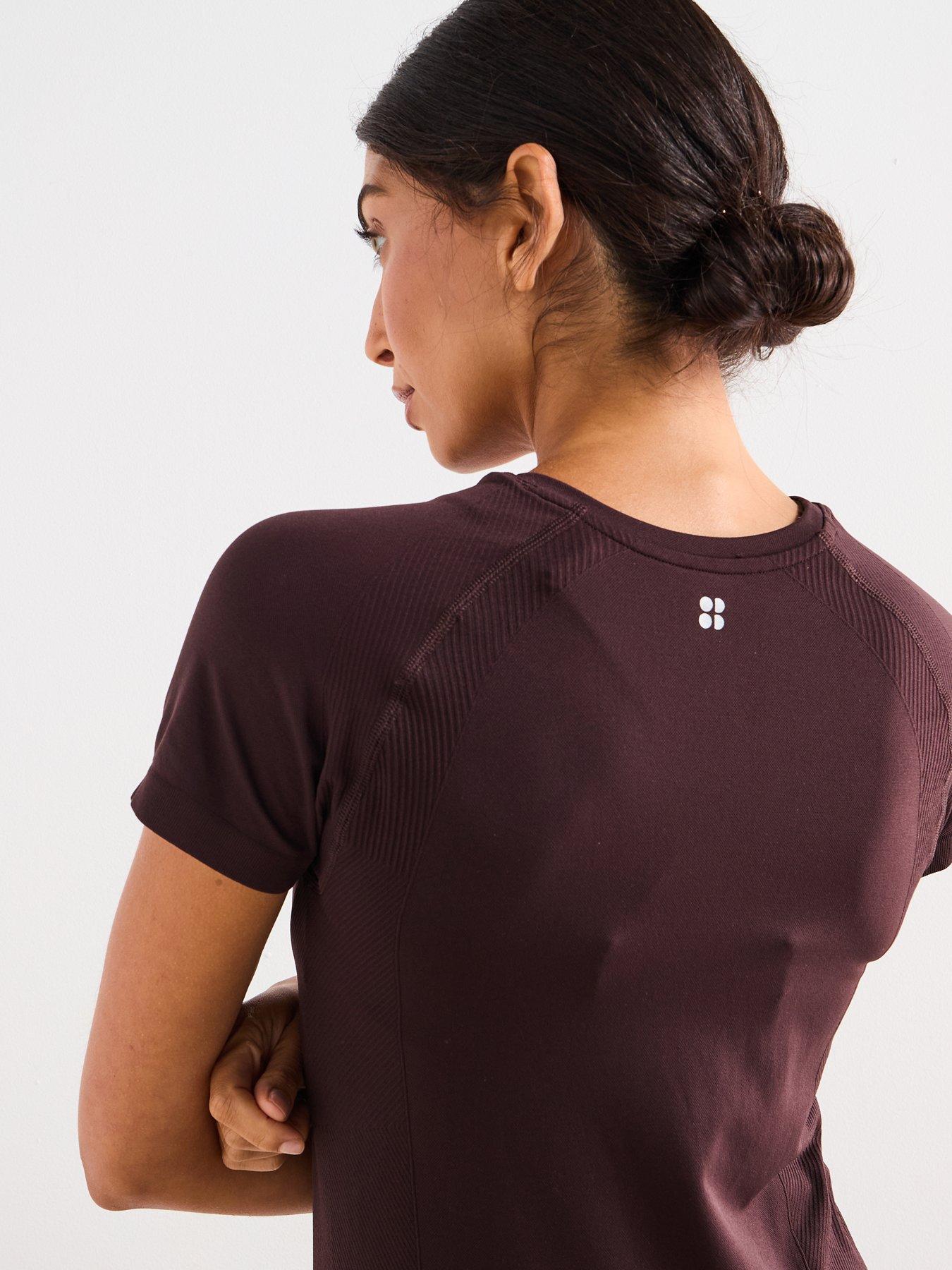 Image 4 of 6 of Sweaty Betty Womens Training Athlete Seamless Workout T-Shirt - Brown