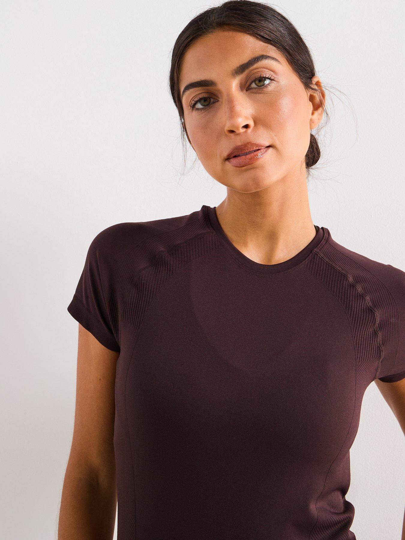 Image 6 of 6 of Sweaty Betty Womens Training Athlete Seamless Workout T-Shirt - Brown