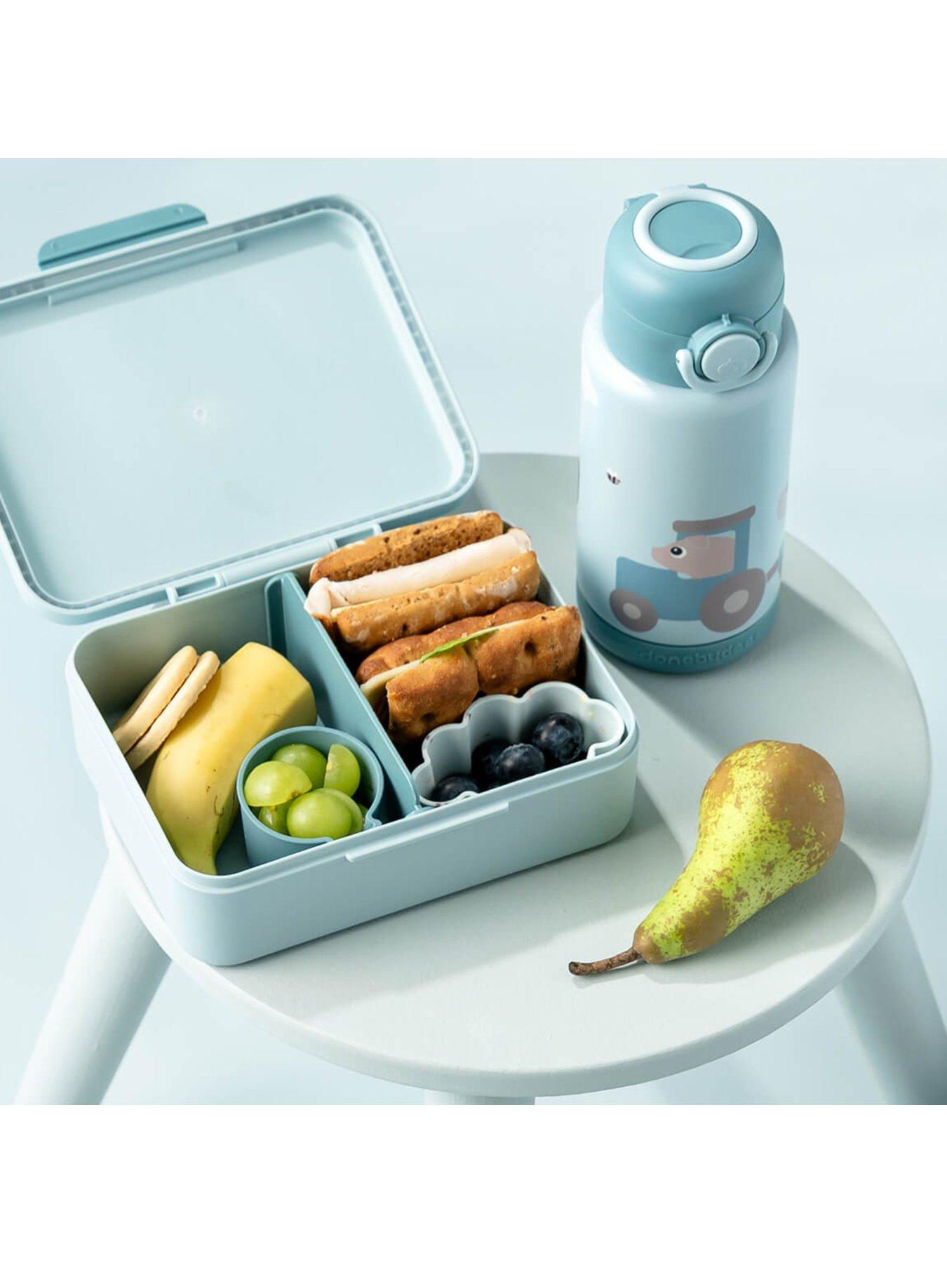 Done by Deer Lunch box w/divider Tiny farm Blue