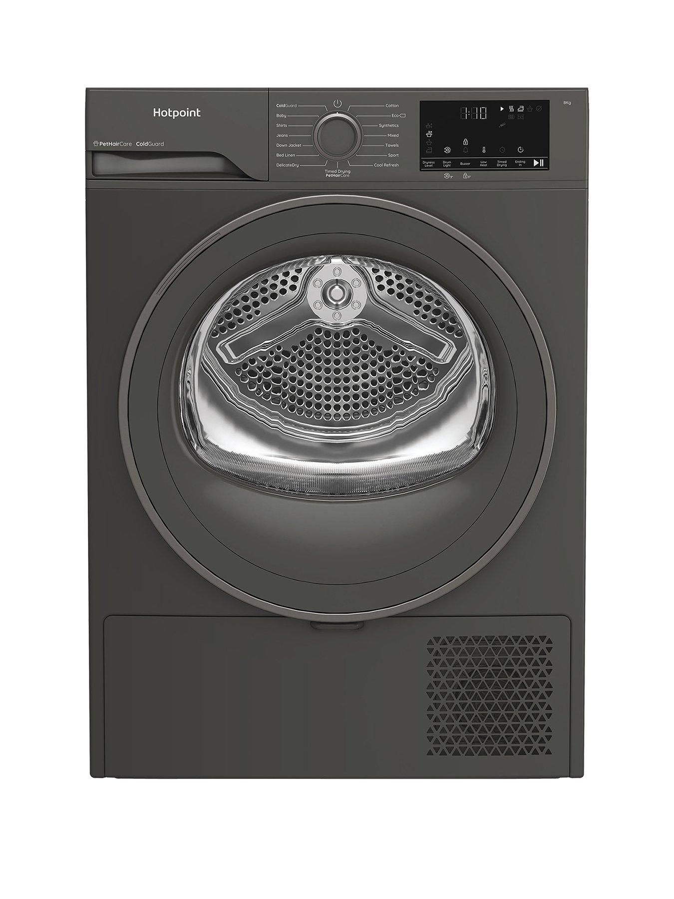 front image of hotpoint-c-hsd-82m-gg-uk-8kg-heat-pump-tumble-dryer-dark-grey