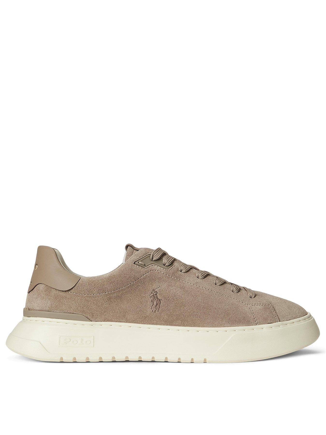 front image of polo-ralph-lauren-rlite-court-suede-sneakers-light-brown