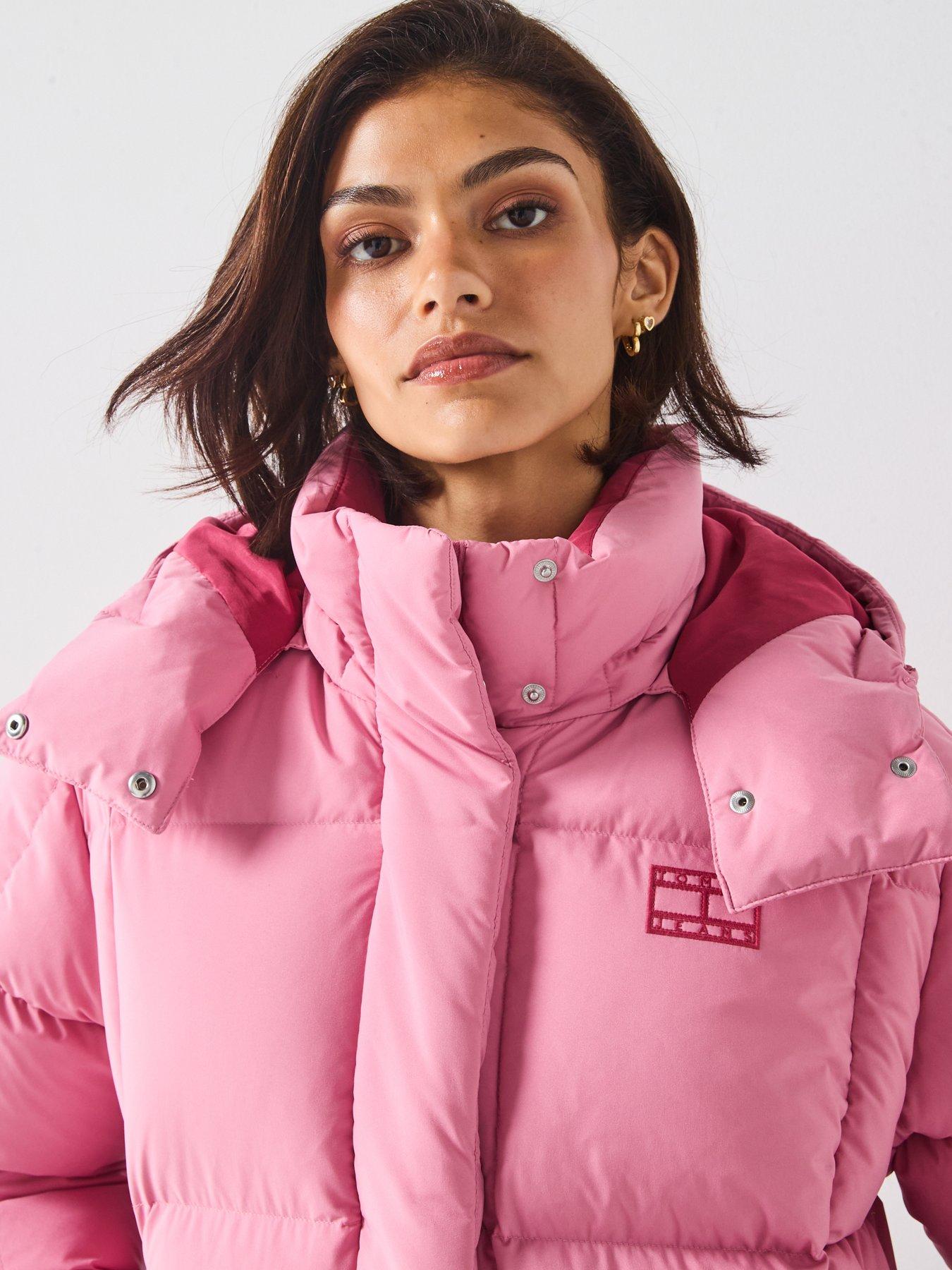 image of tommy-jeans-alaska-grid-down-coat-pink