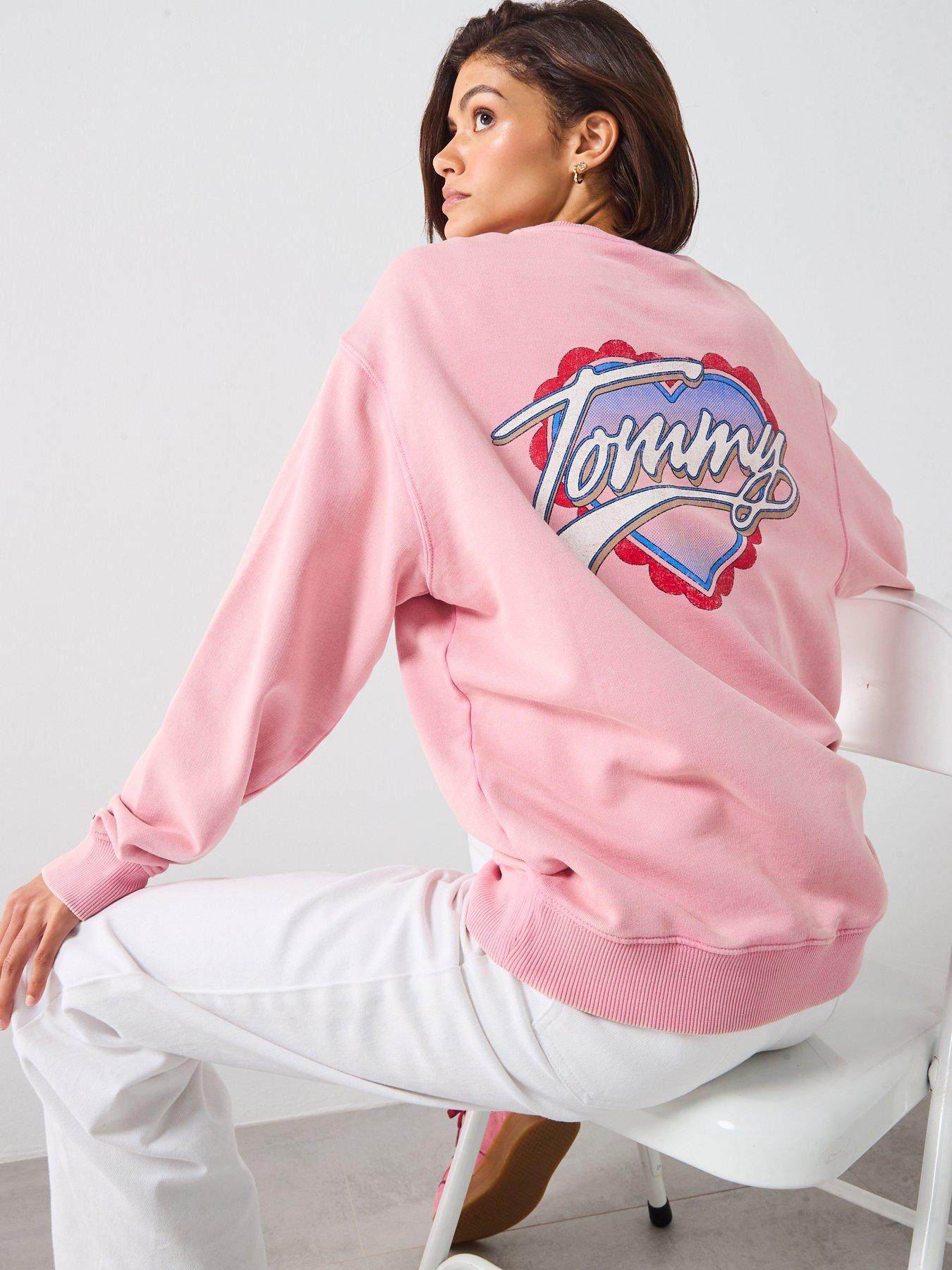 Image 2 of 5 of Tommy Jeans Relax Washed Heart Crew Sweater - Pink
