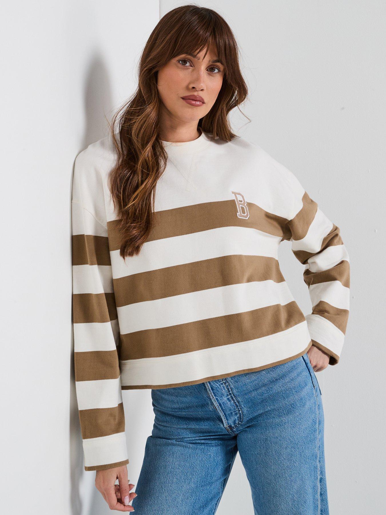 Image 1 of 6 of Barbour Faye Striped Sweatshirt - Beige