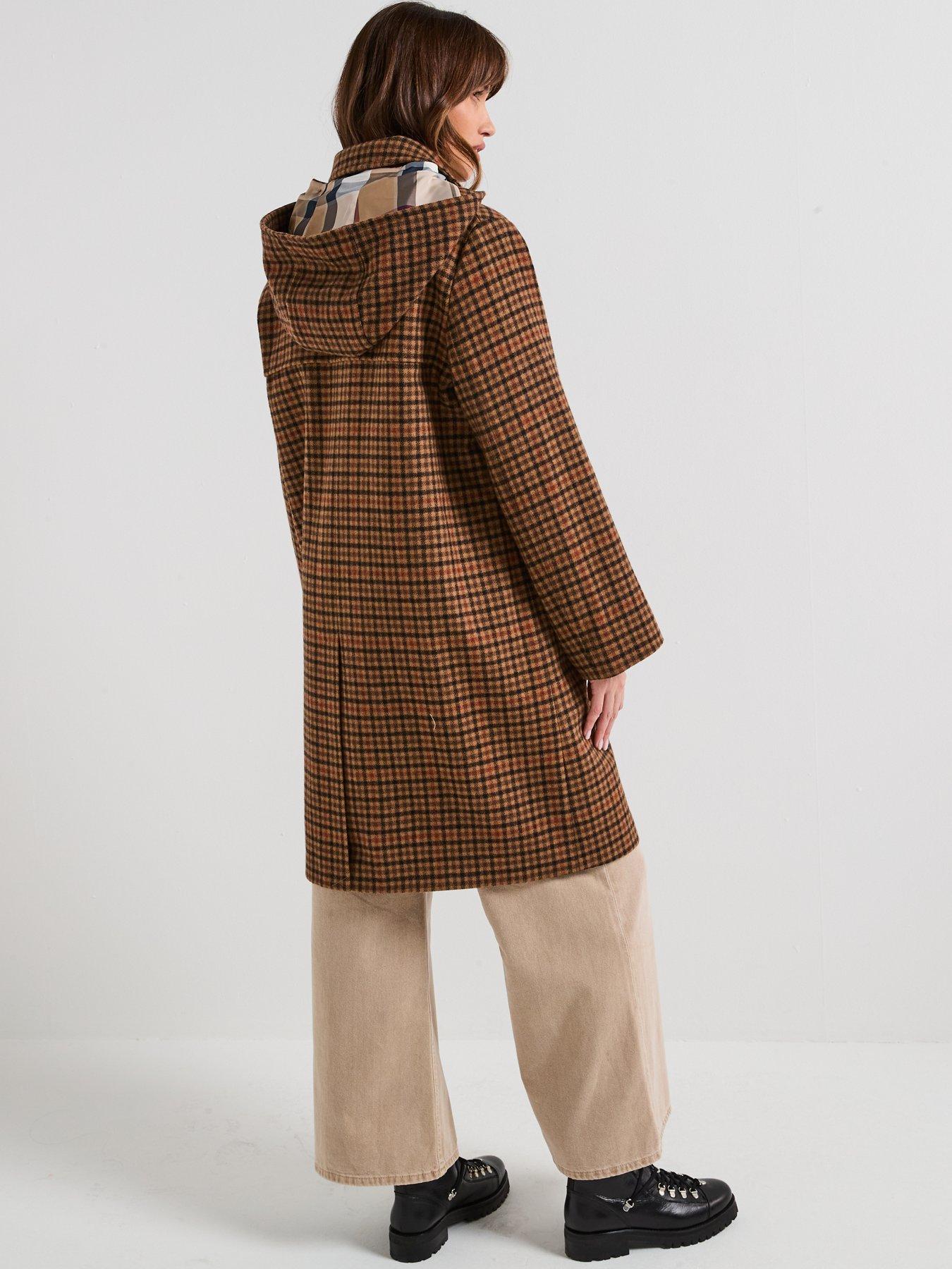 Barbour Melody Check Wool Duffle Coat - Brown | Littlewoods