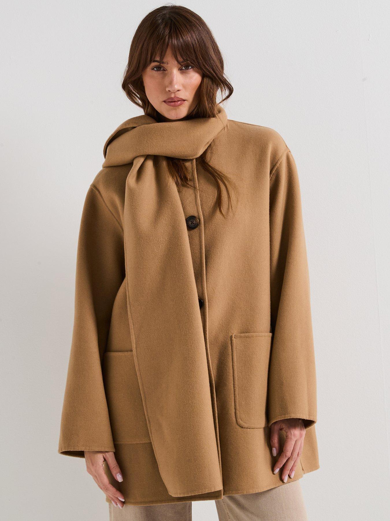 undefined Clementine Wool Scarf Coat - Brown