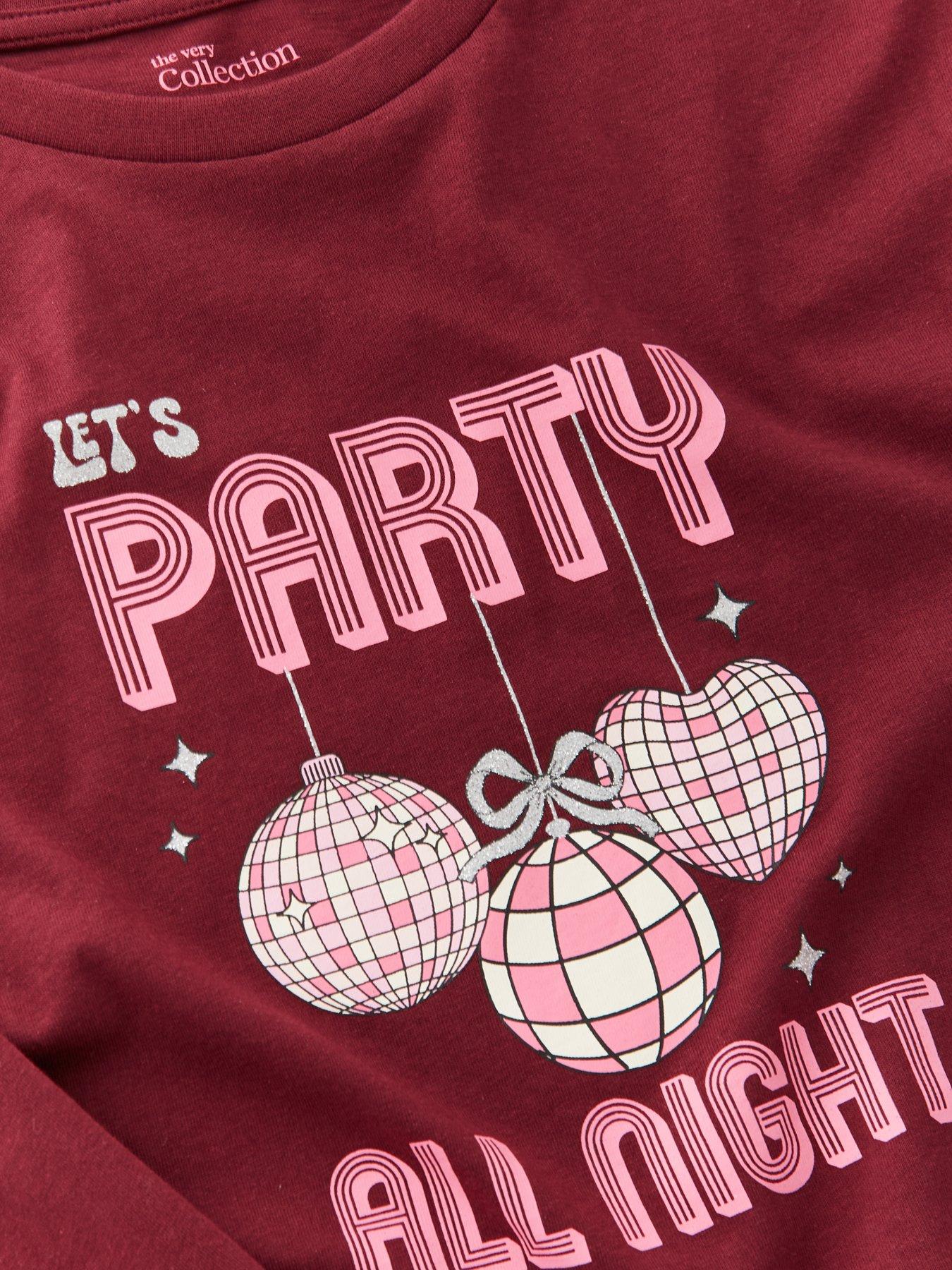 Image 3 of 4 of The Very Collection Girls Festive Disco Long Sleeve Top - Burgundy