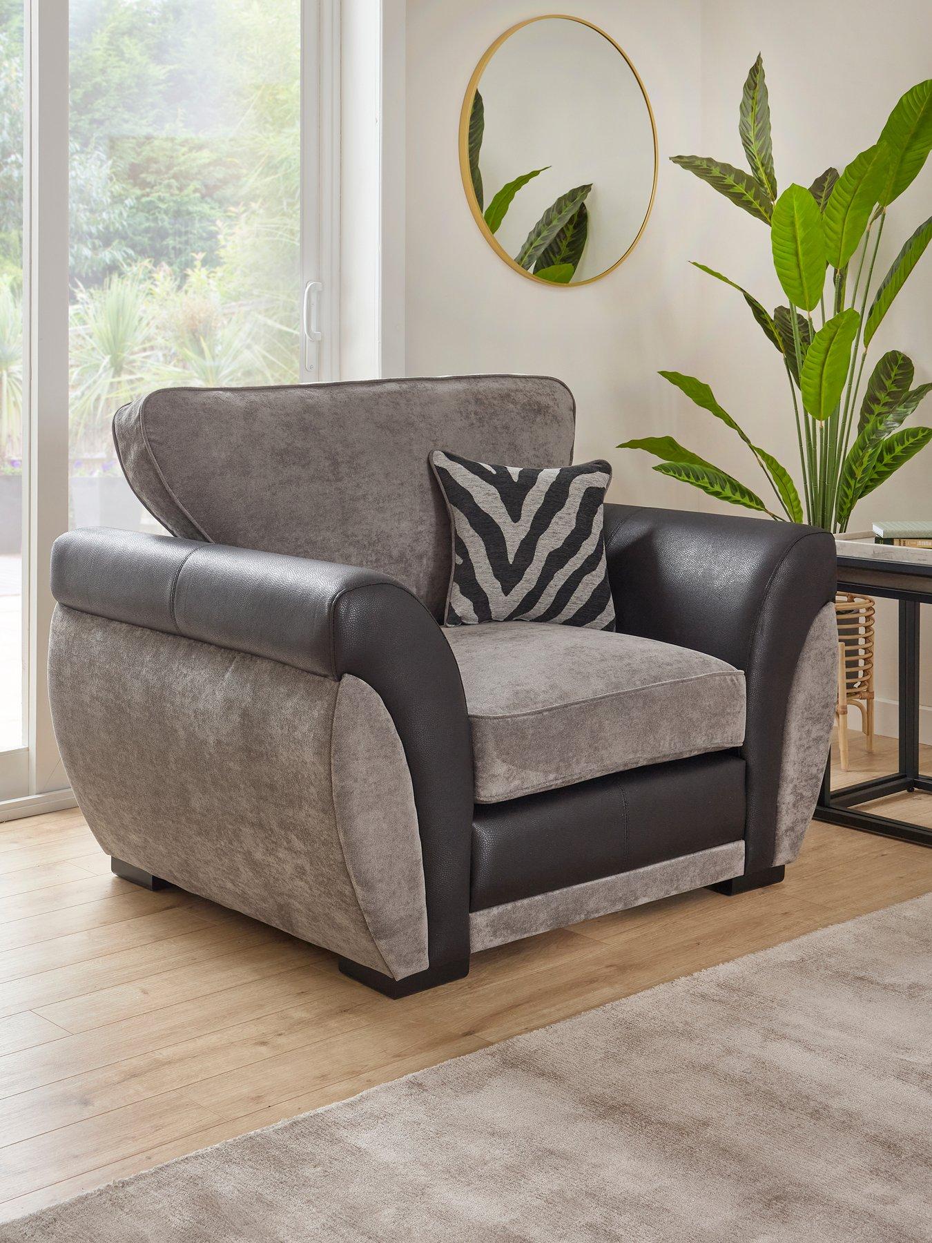 The Very Collection Nova Fabric/Faux Leather Armchair - Grey/Black - FSC® Certified