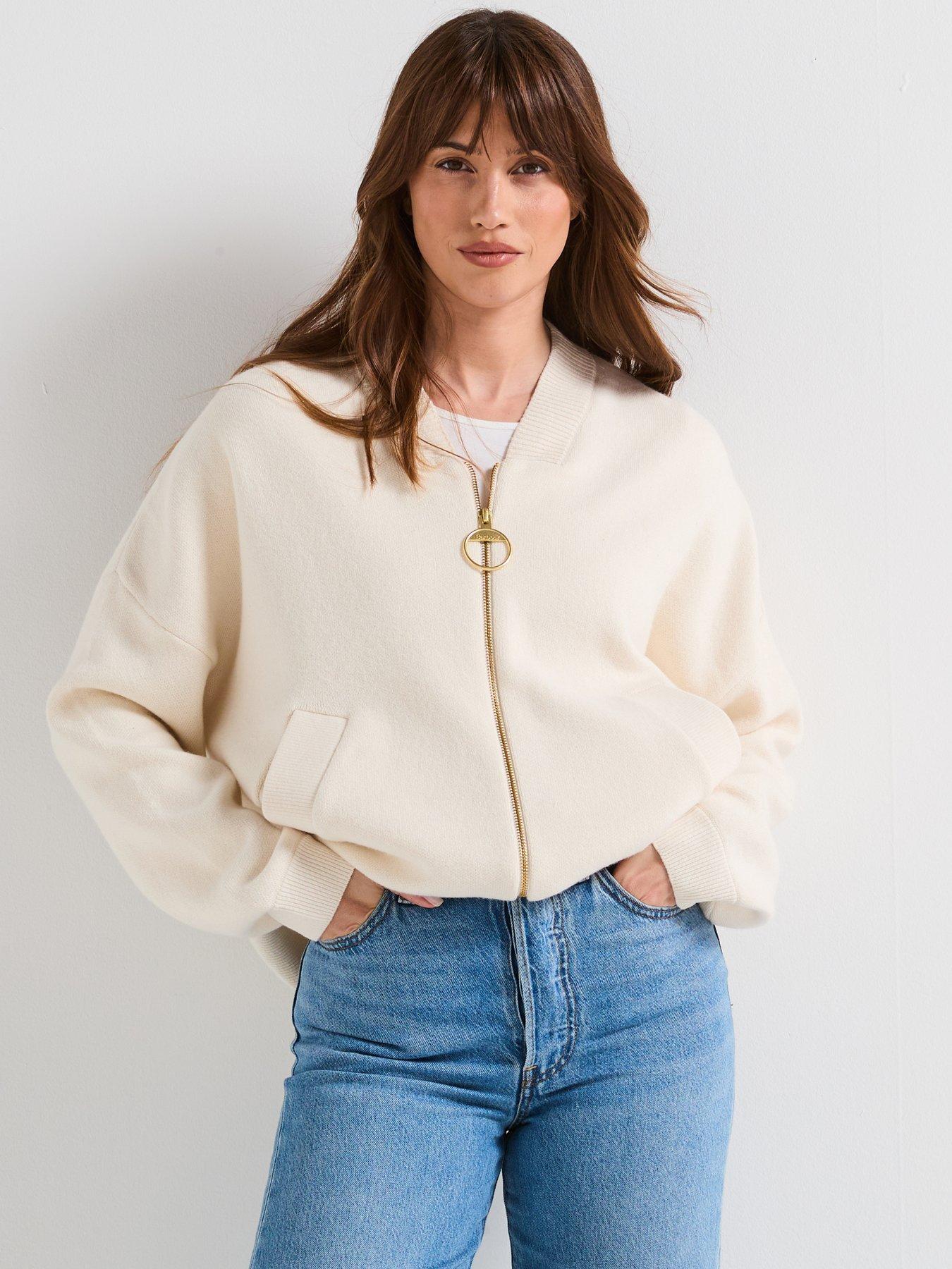 Image 1 of 6 of Barbour Milda Knitted Bomber - Off White