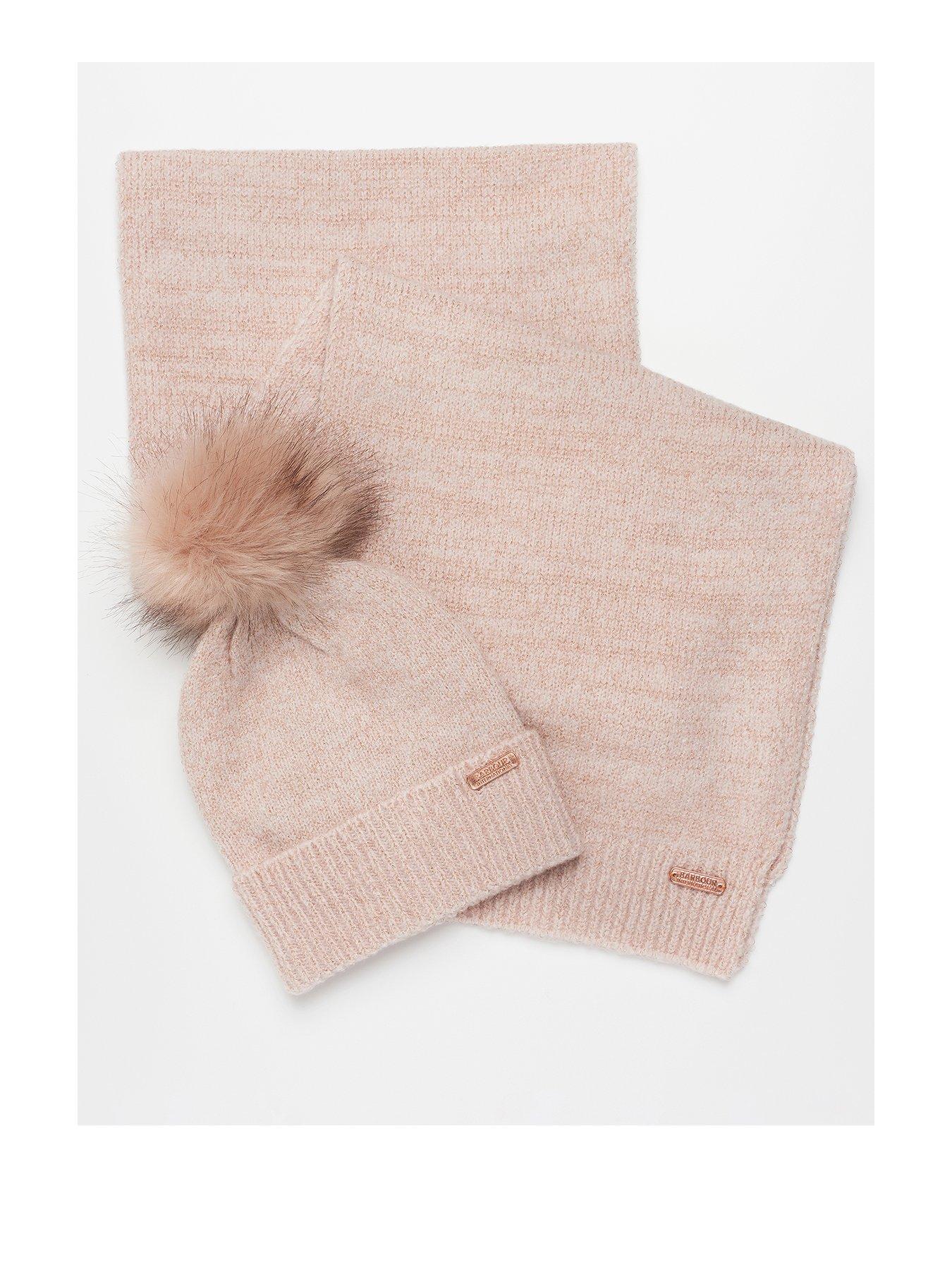 front image of barbour-international-bintl-sparkle-beanie-amp-scarf-gift-set-pink