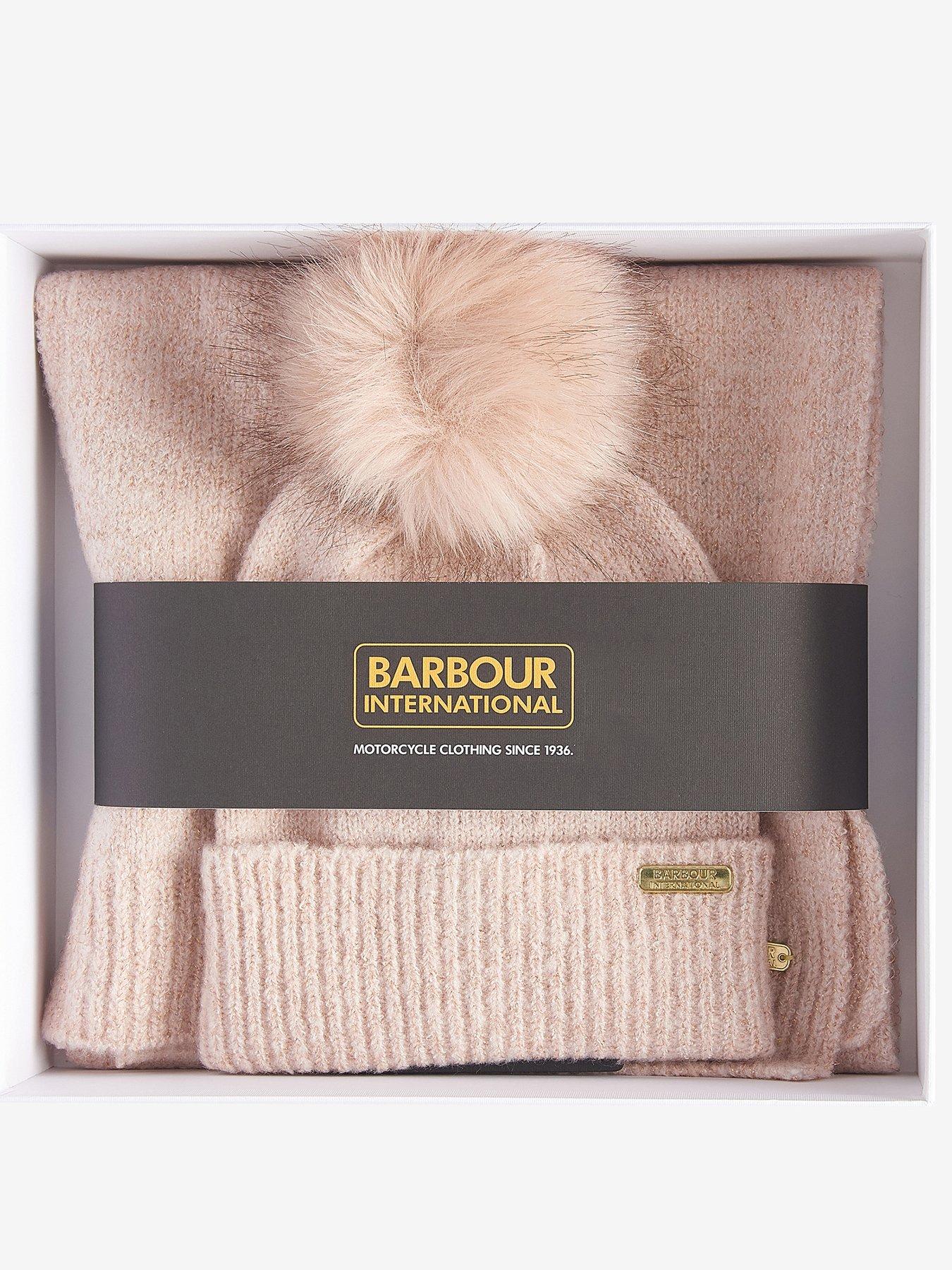 stillFront image of barbour-international-bintl-sparkle-beanie-amp-scarf-gift-set-pink