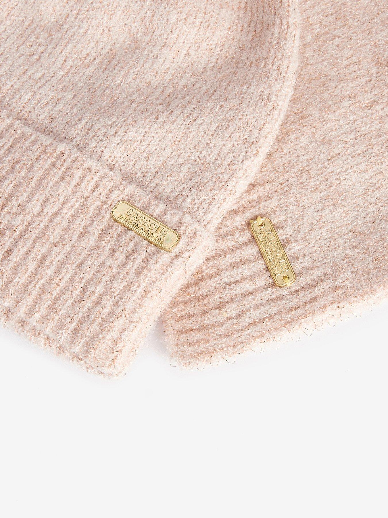  image of barbour-international-bintl-sparkle-beanie-amp-scarf-gift-set-pink
