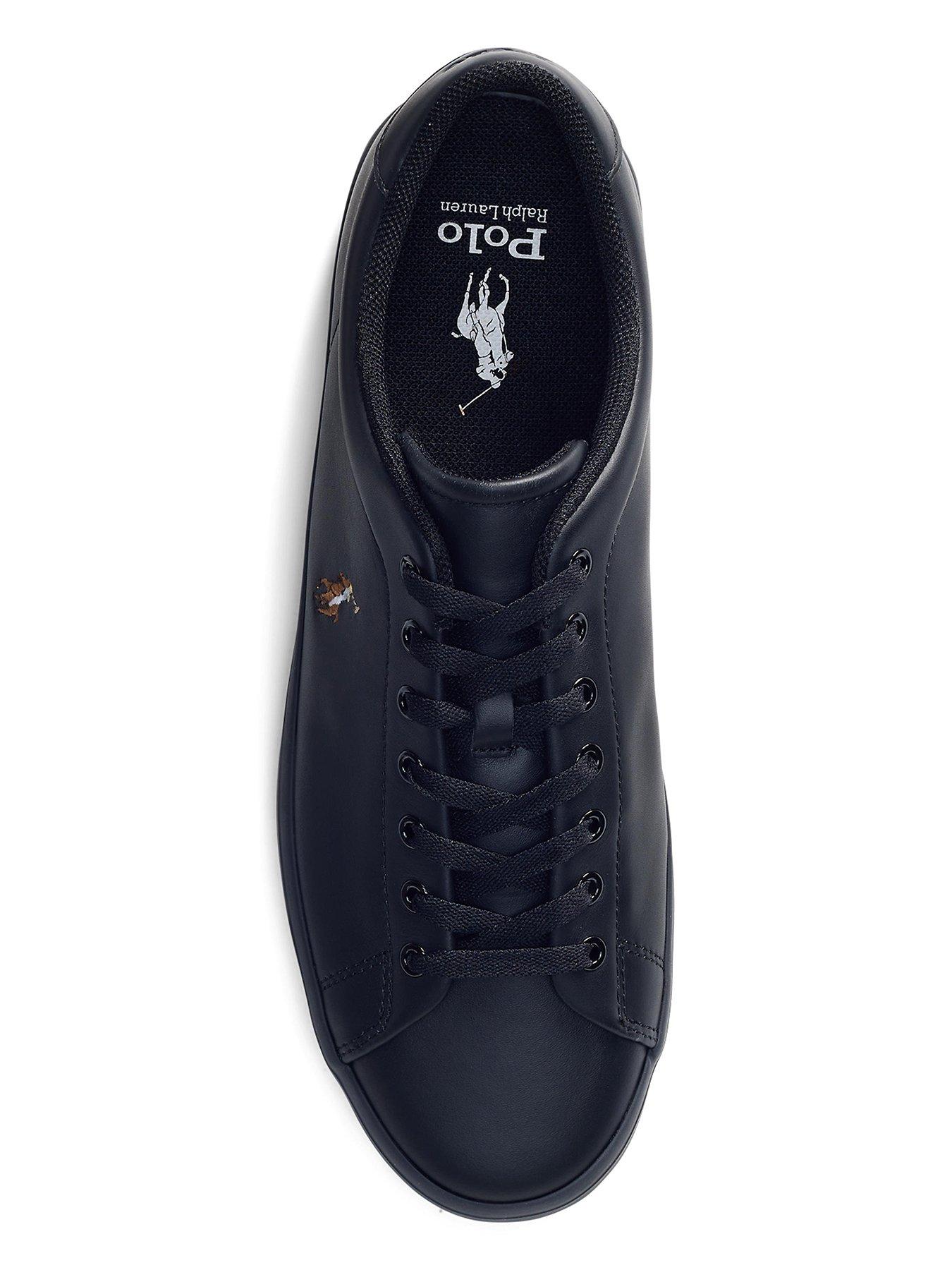 Image 4 of 4 of Polo Ralph Lauren Longwood Leather Trainers - Black