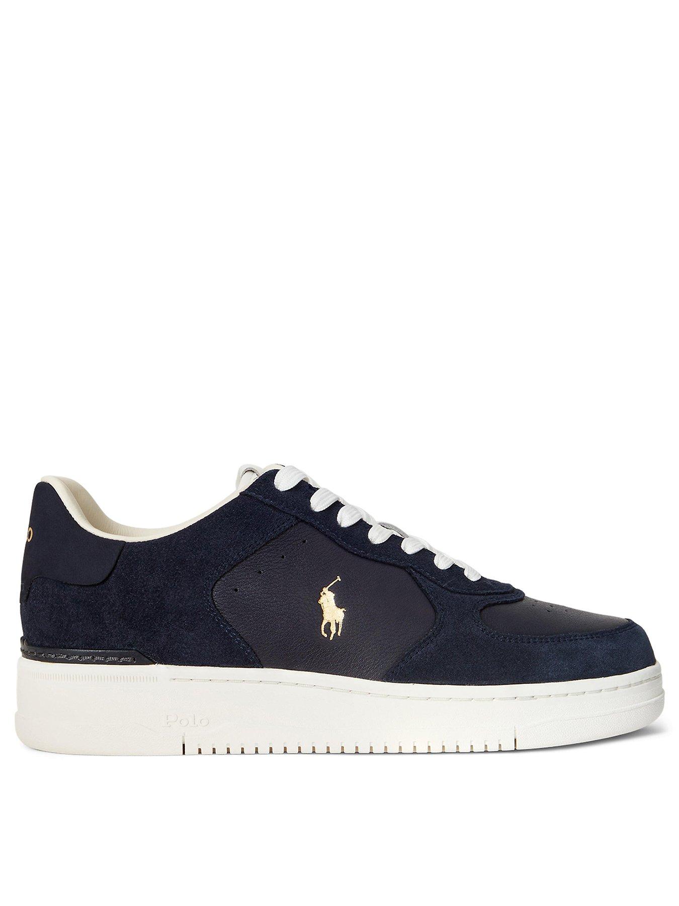 Image 1 of 4 of Polo Ralph Lauren Masters Court Leather/Suede Sneakers - Navy