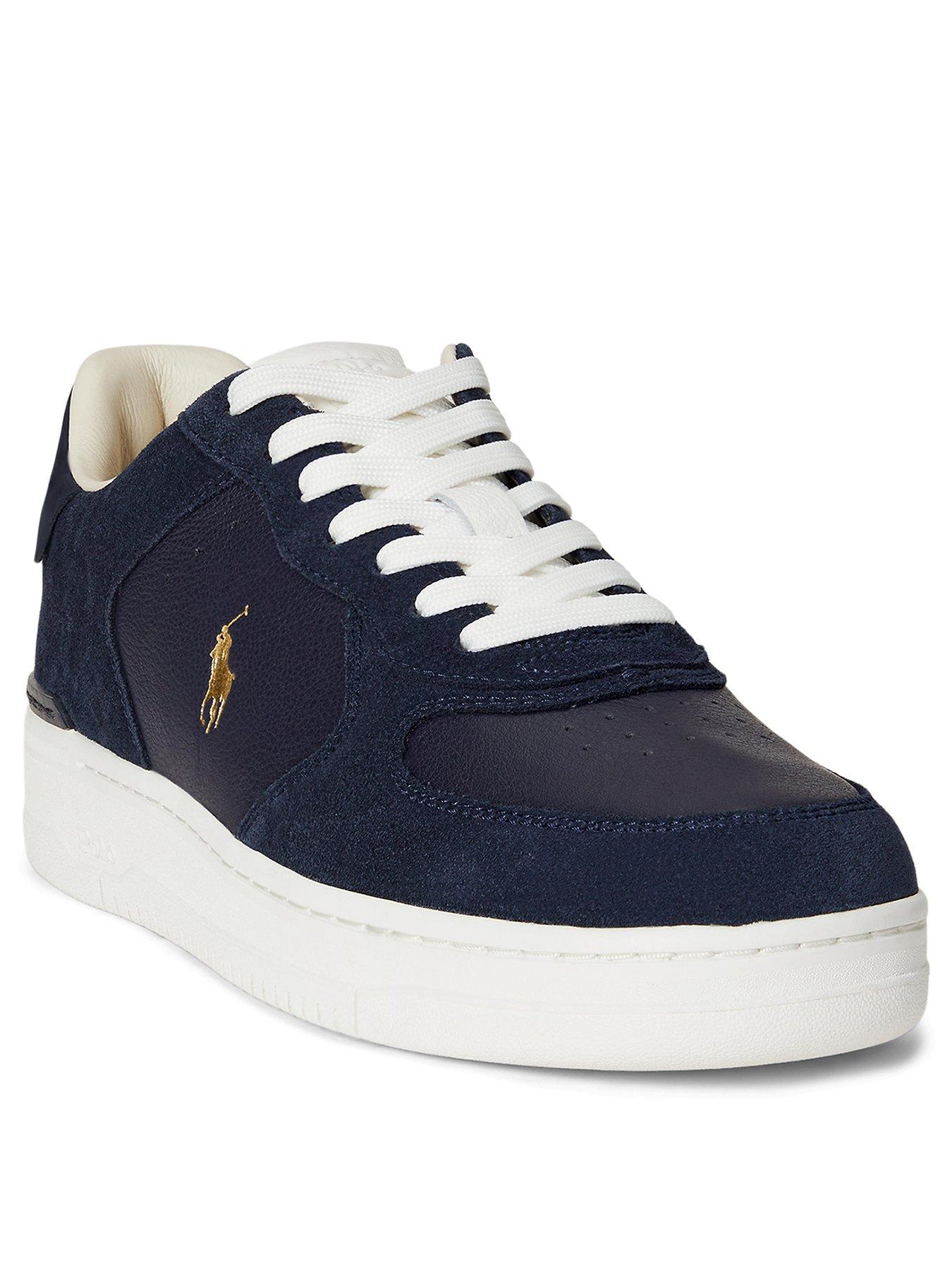 Image 2 of 4 of Polo Ralph Lauren Masters Court Leather/Suede Sneakers - Navy