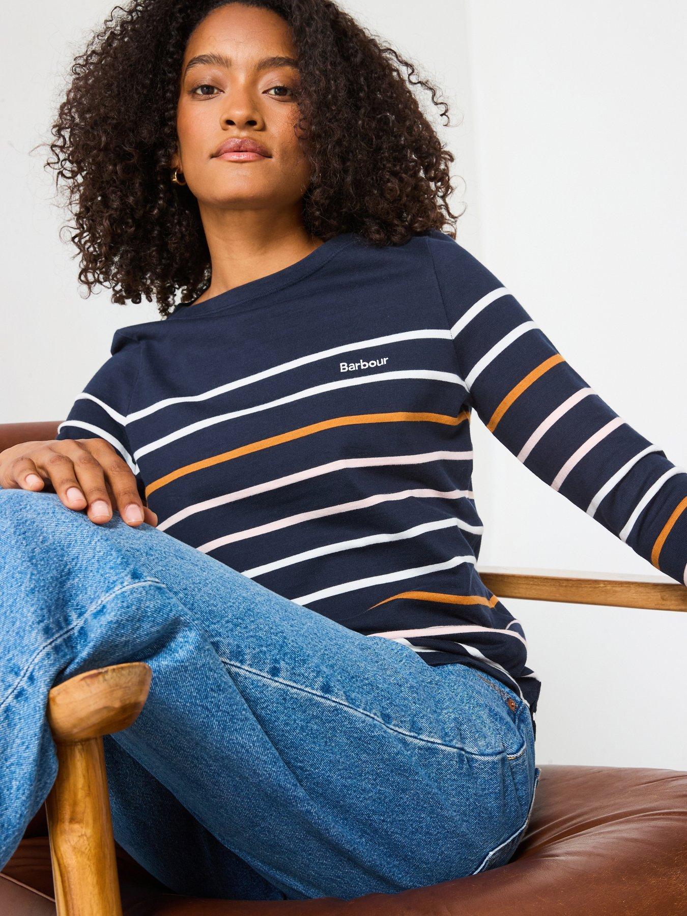 Image 1 of 6 of Barbour Hawkins Stripe Long Sleeve Top - Navy
