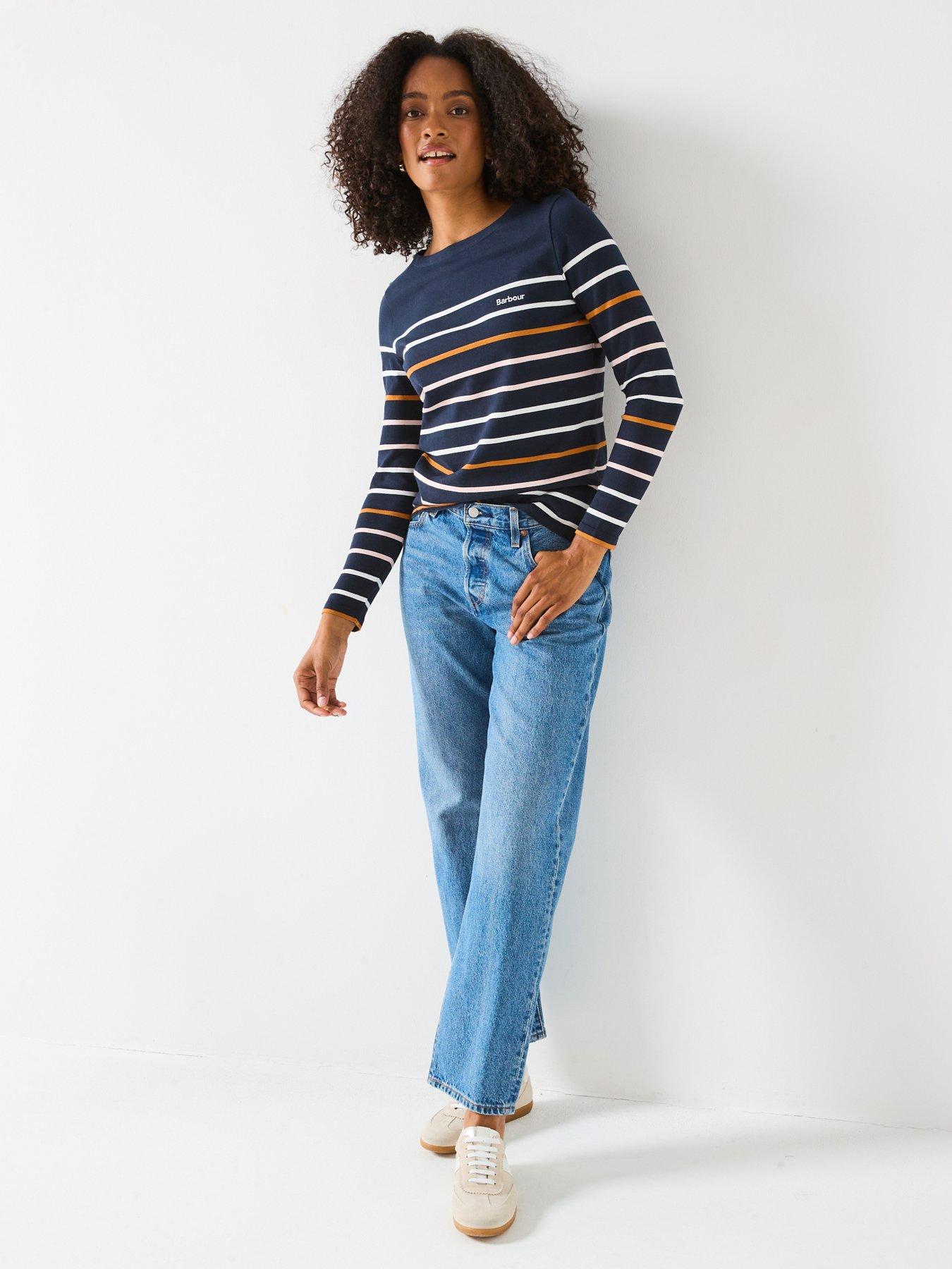 Image 3 of 6 of Barbour Hawkins Stripe Long Sleeve Top - Navy