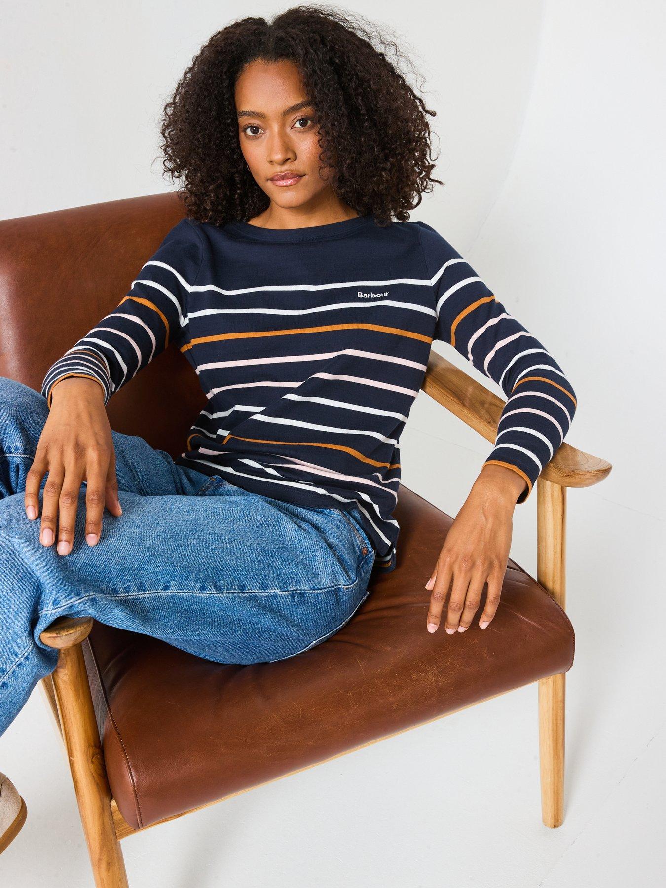 Image 4 of 6 of Barbour Hawkins Stripe Long Sleeve Top - Navy