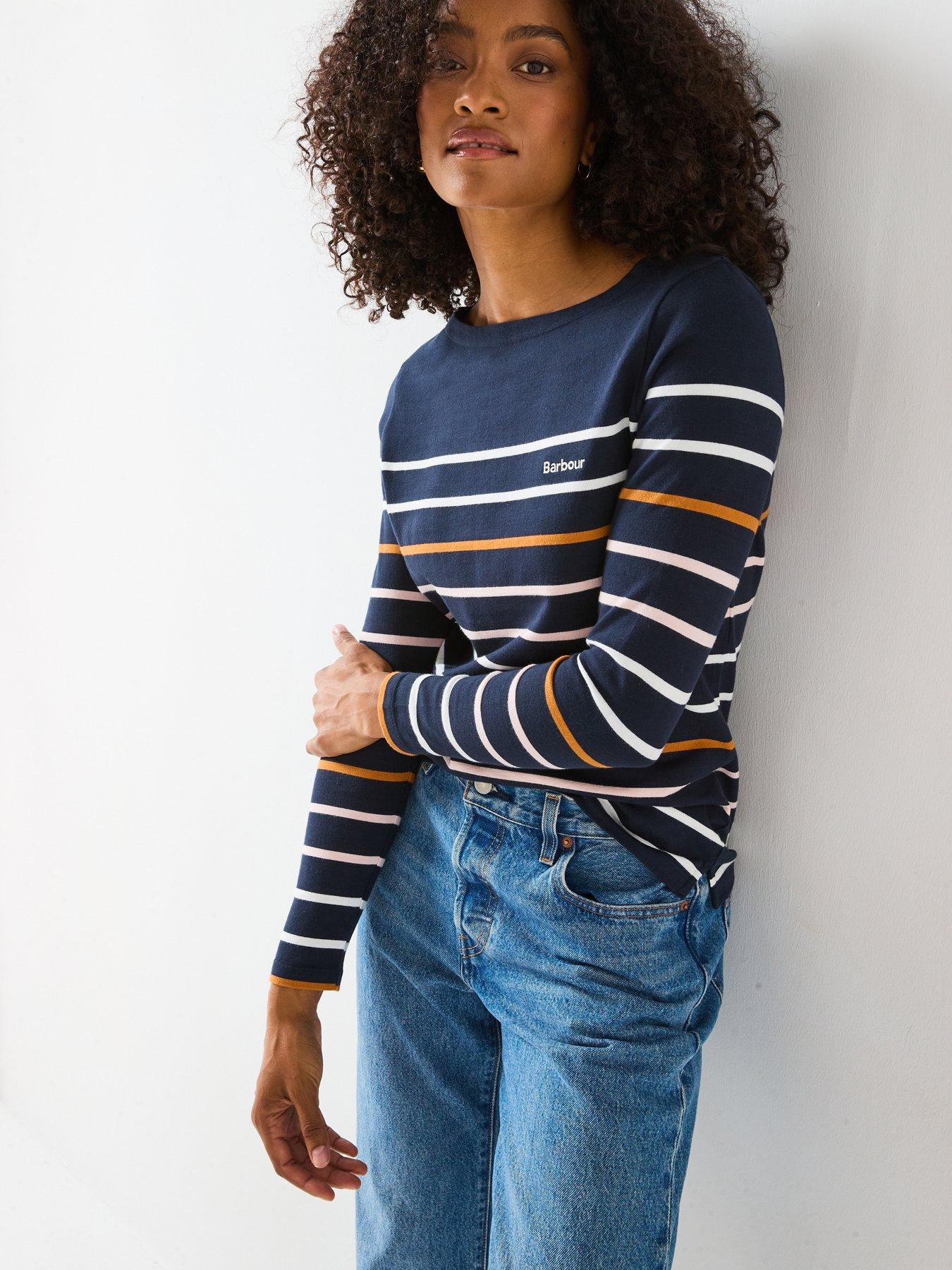 Image 5 of 6 of Barbour Hawkins Stripe Long Sleeve Top - Navy