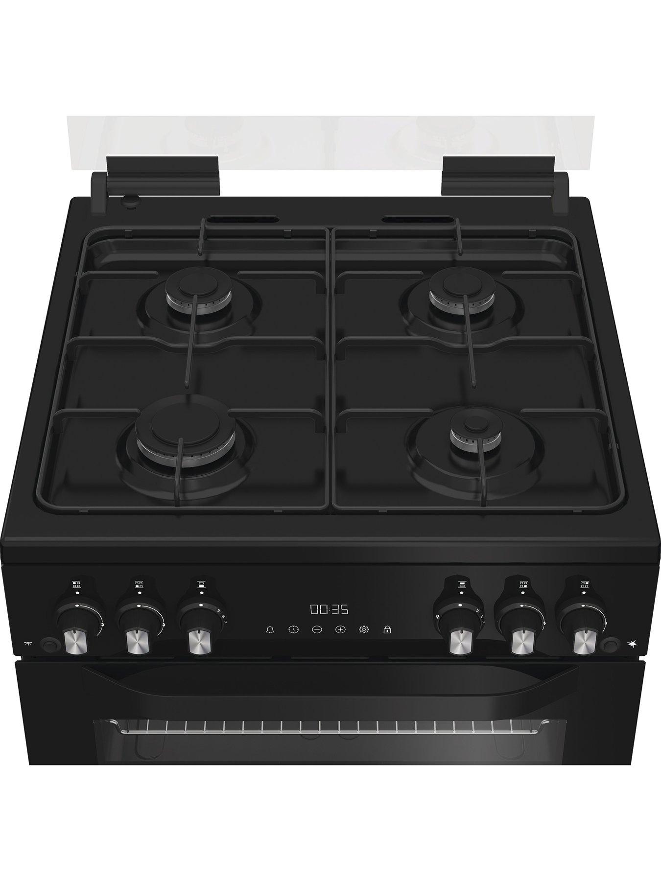  image of hotpoint-hdg6gdcb1-60cm-gas-double-cooker-with-glass-lid-black