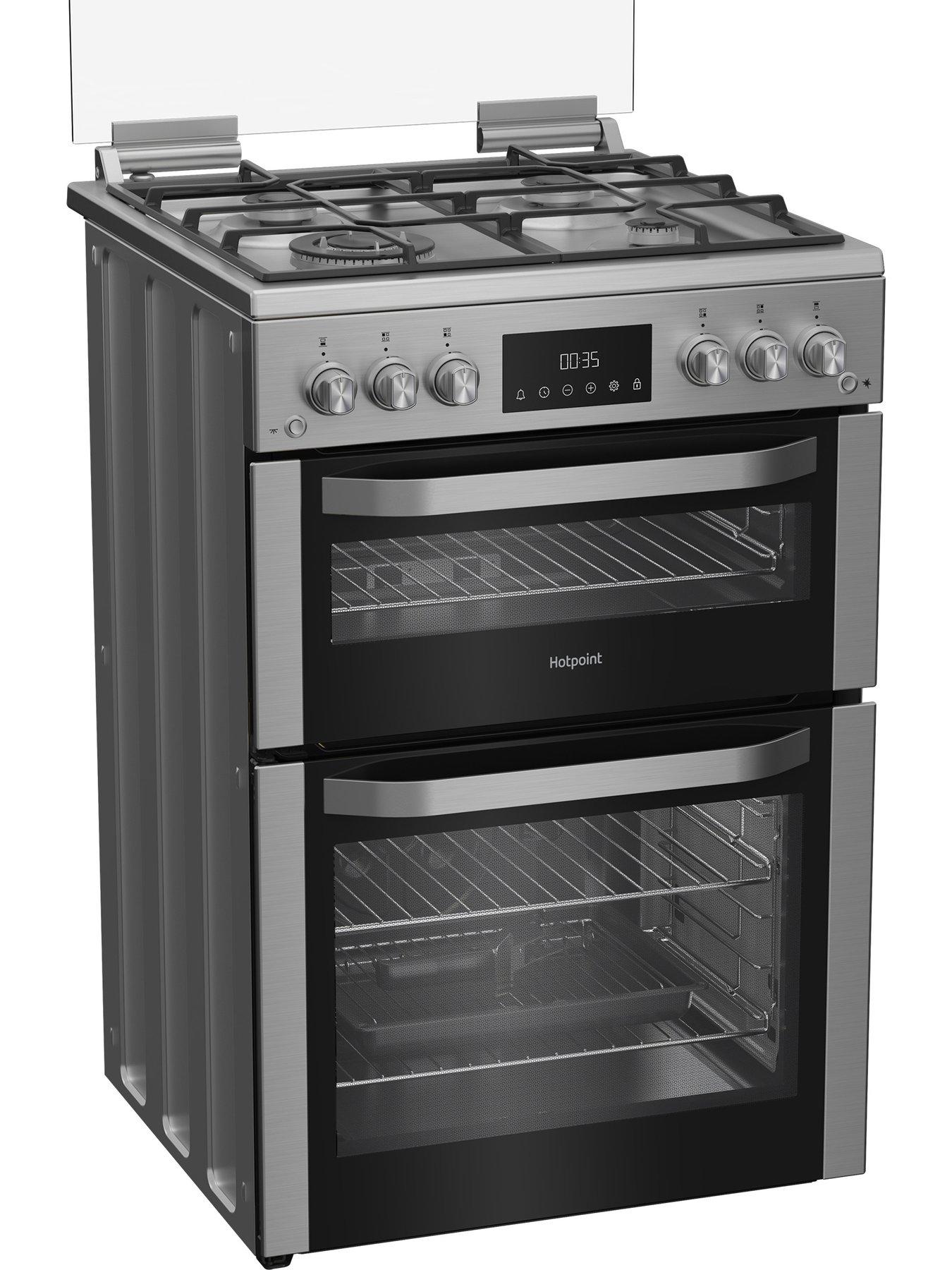  image of hotpoint-hdg6gdcw-60cm-gas-double-cooker-with-glass-lid-white