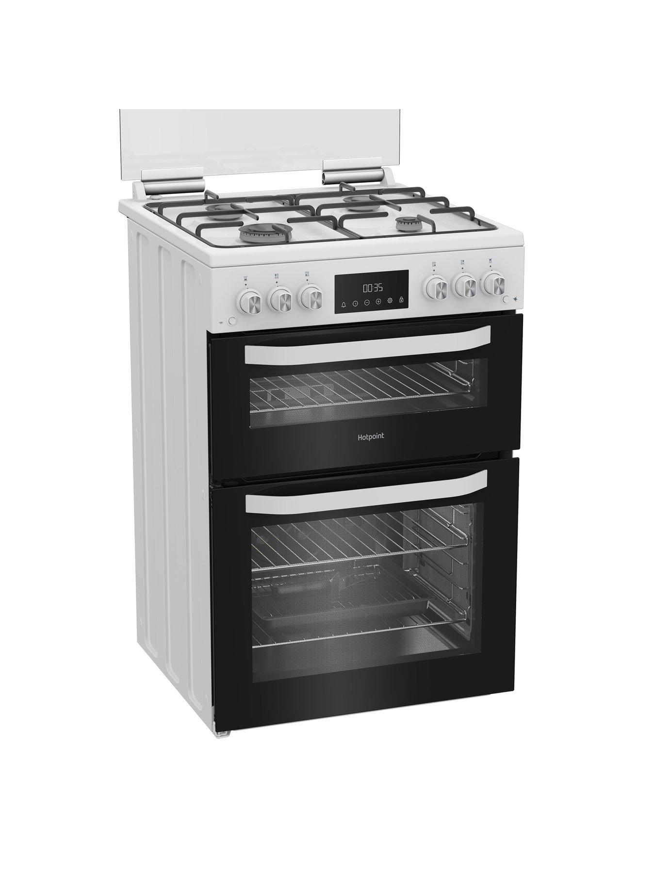 Image 2 of 6 of Hotpoint HDG6GDCW 60cm Gas Double Cooker with Glass Lid - White