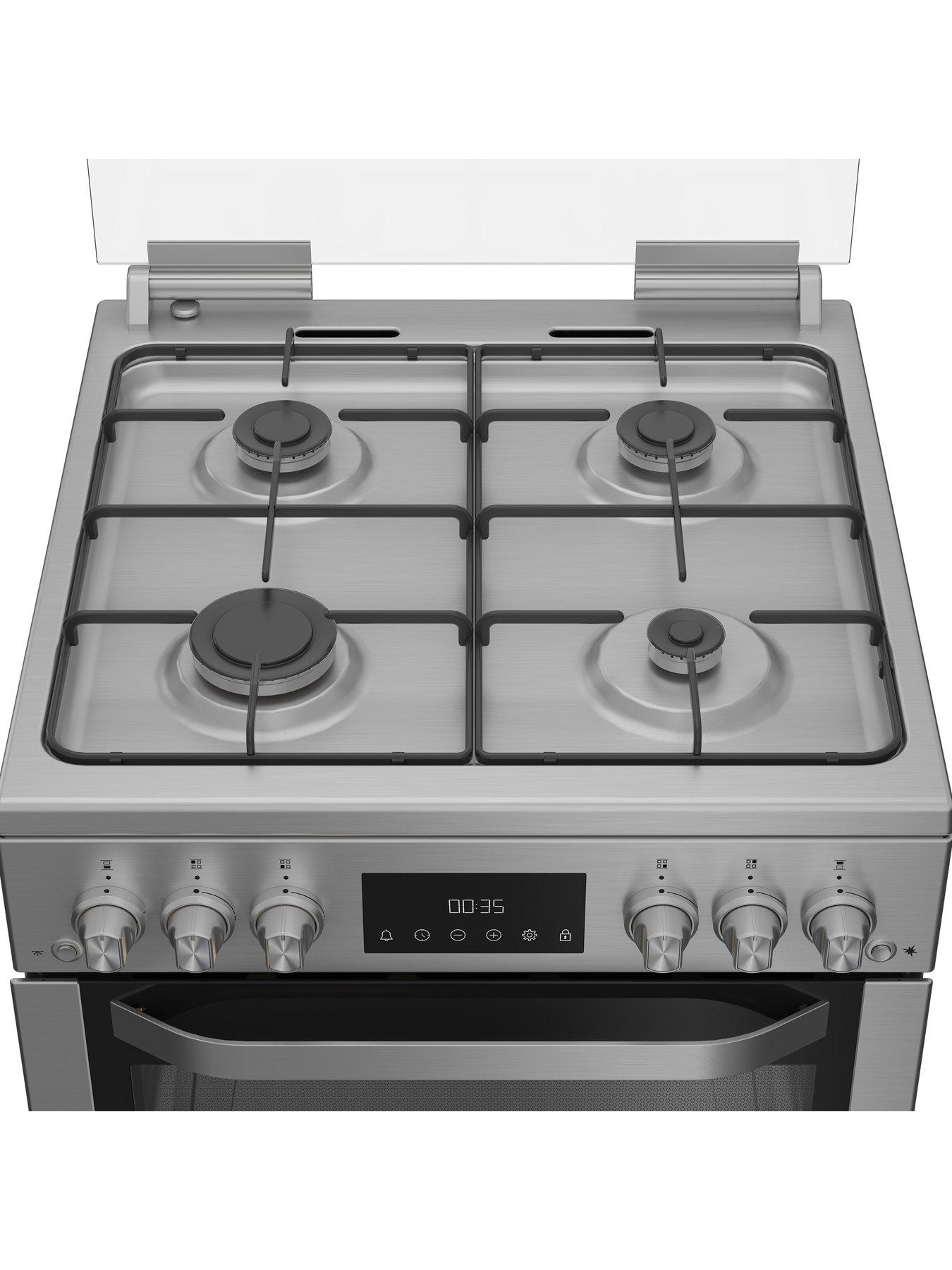  image of hotpoint-hdg6gdcx-60cm-gas-double-cooker-with-glass-lid-stainless-steel