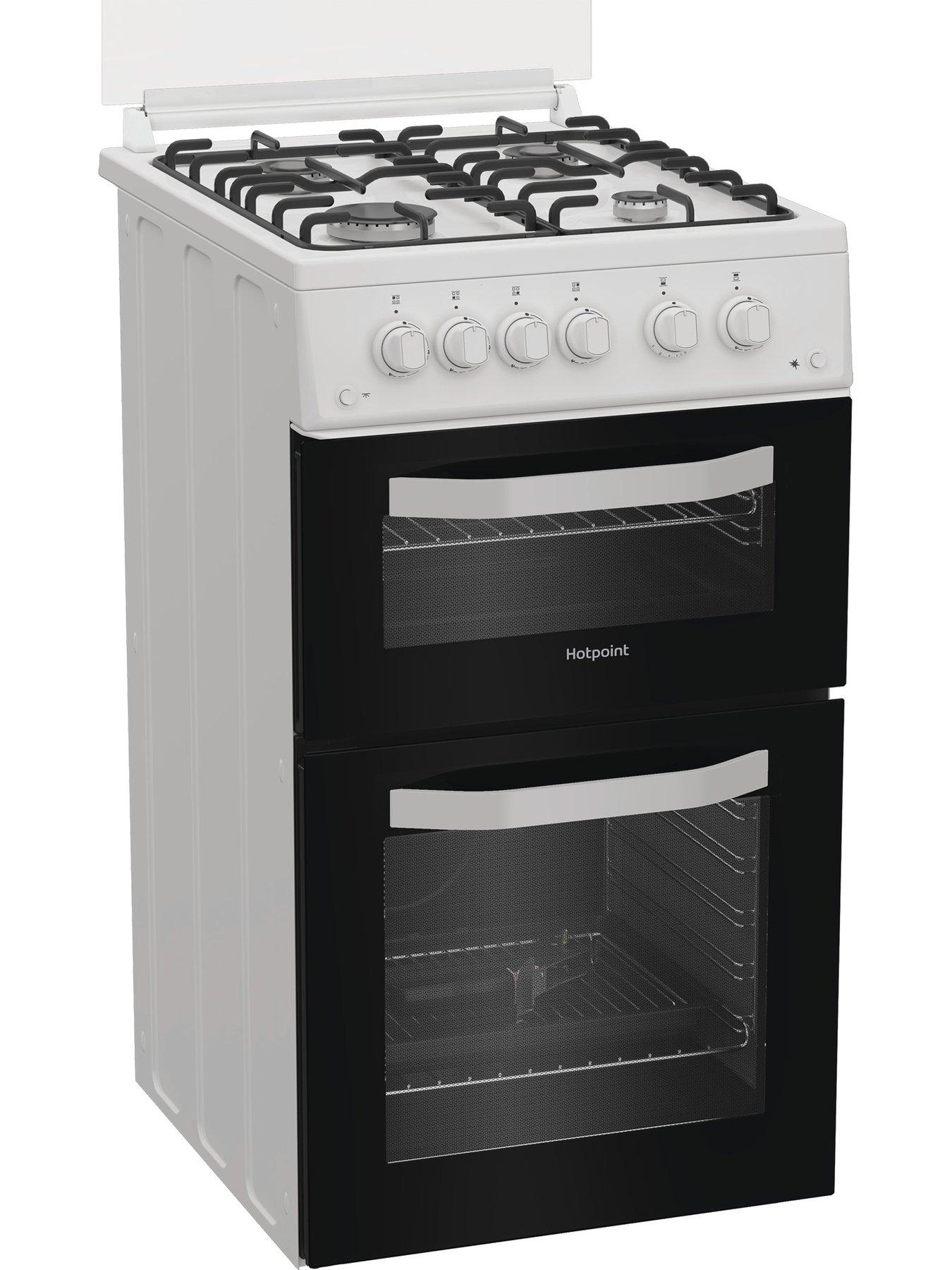 Image 2 of 6 of Hotpoint HTG5GCWL 50cm Gas Twin Cooker with Glass Lid - White