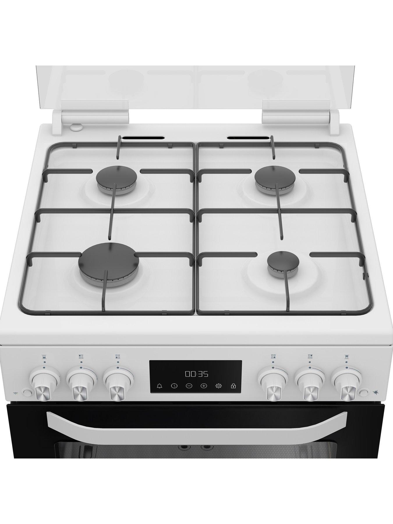 Image 5 of 6 of Hotpoint HTG6GDCW 60cm Gas Twin Cooker with Glass Lid - White