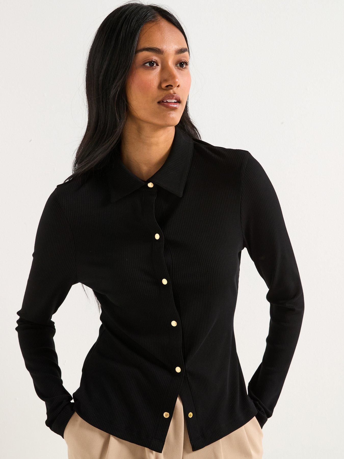 undefined Chloe Ribbed Top - Black