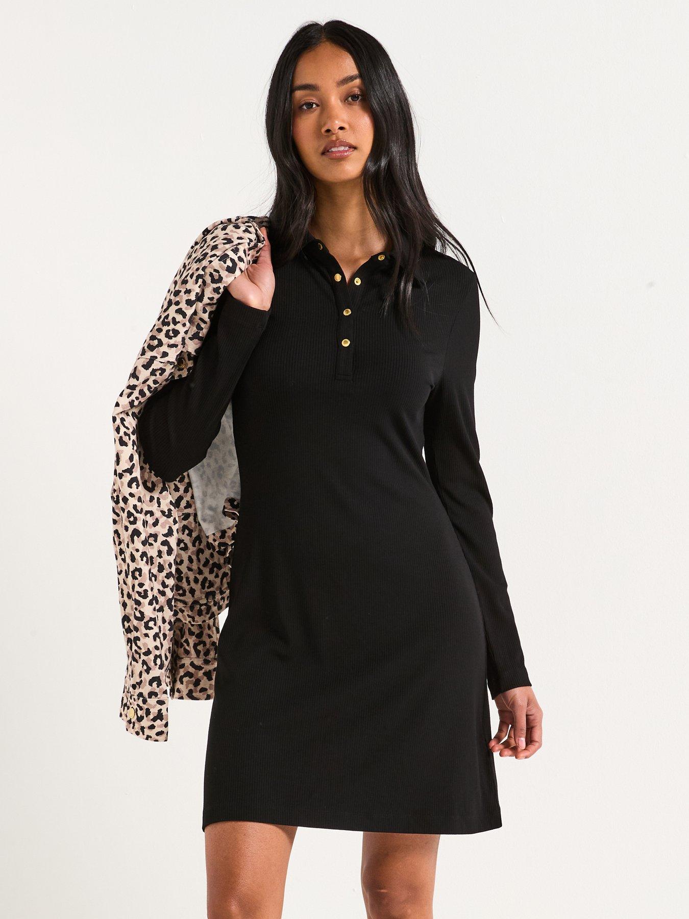 undefined Chloe Ribbed Mini Dress - Black