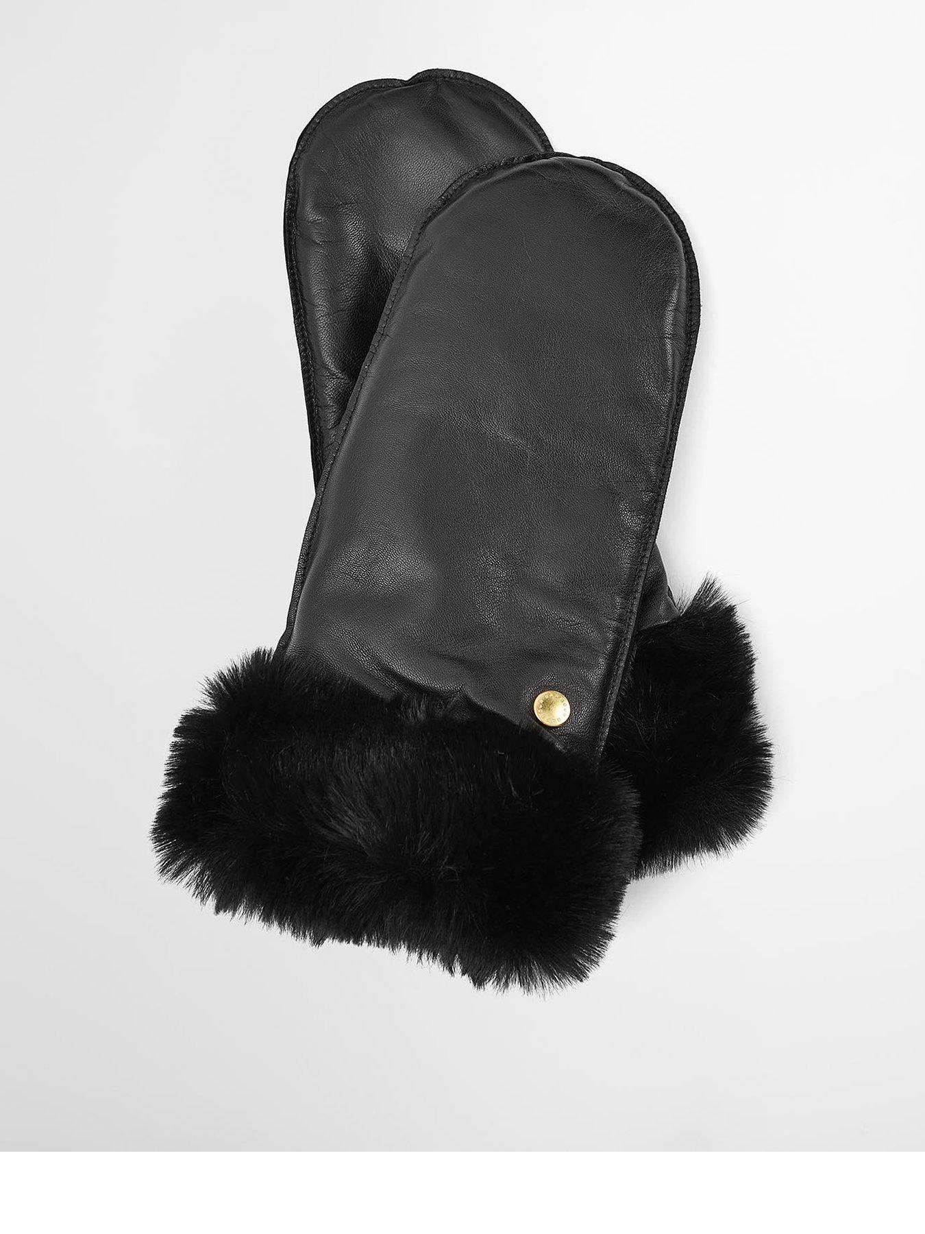 Barbour Daniella Leather Mittens - Black