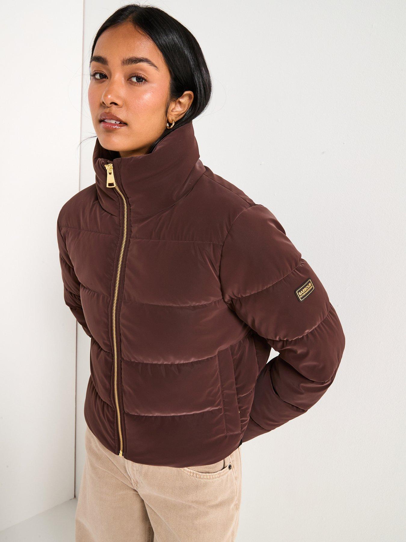 undefined hudson Faux Velvet Puffer Jacket - Brown
