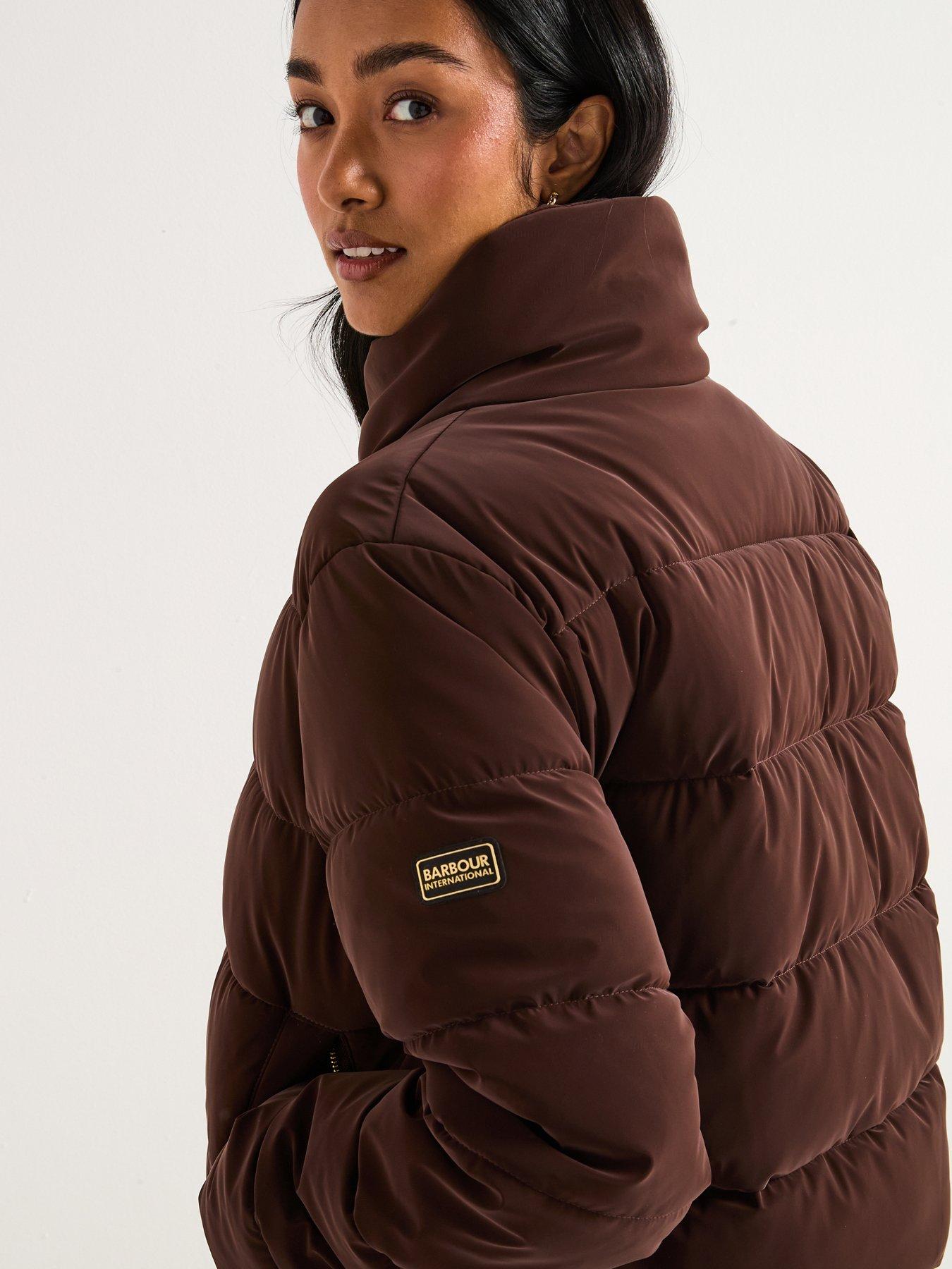 Image 2 of 6 of Barbour International hudson Faux Velvet Puffer Jacket - Brown
