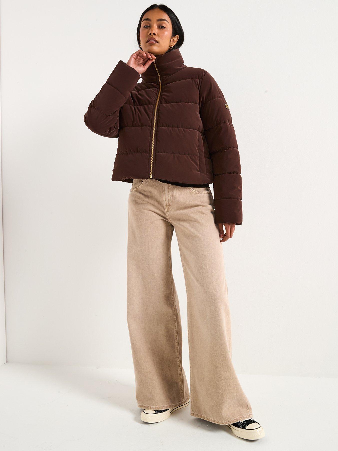 Image 3 of 6 of Barbour International hudson Faux Velvet Puffer Jacket - Brown