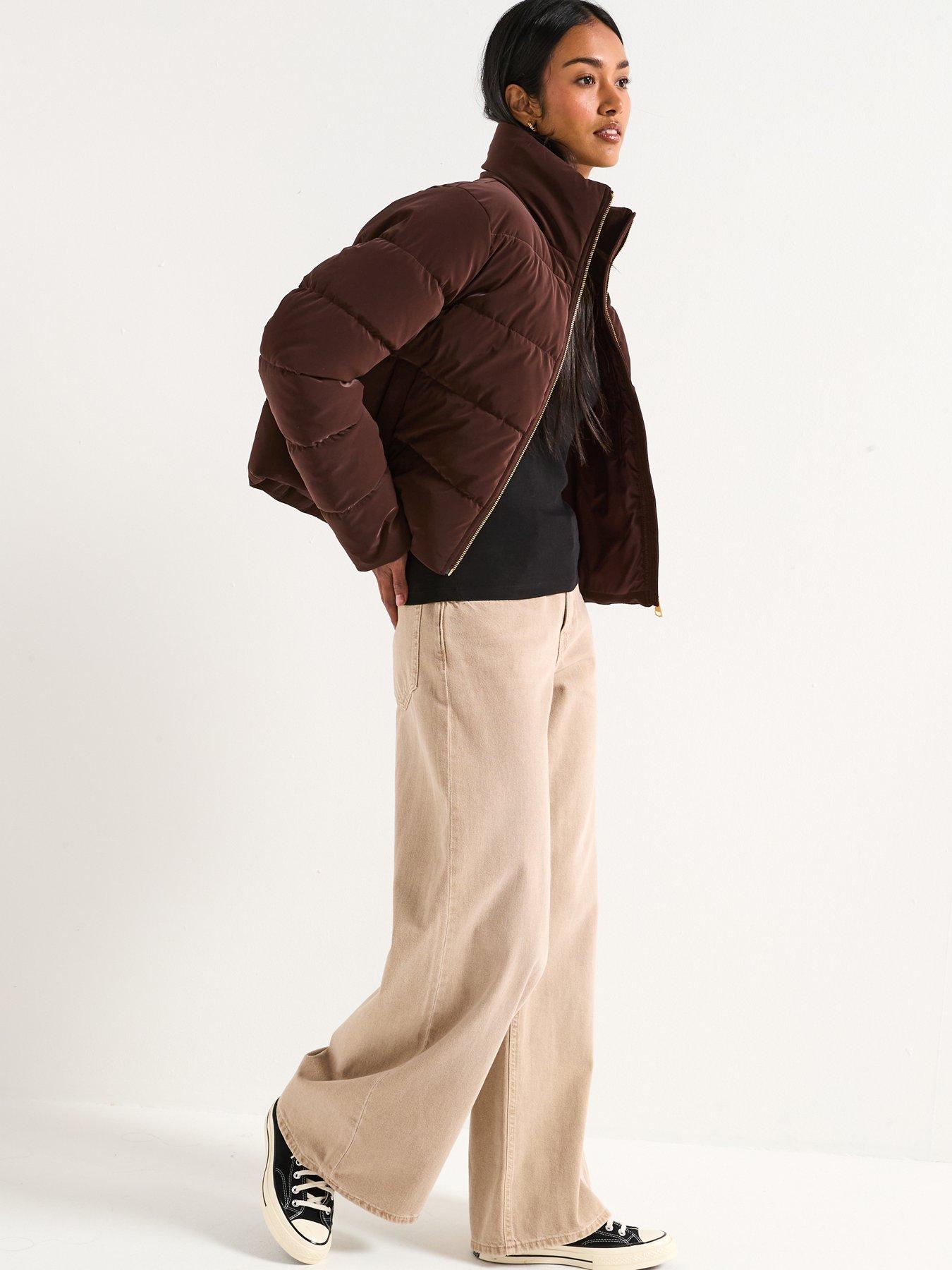 Image 4 of 6 of Barbour International hudson Faux Velvet Puffer Jacket - Brown