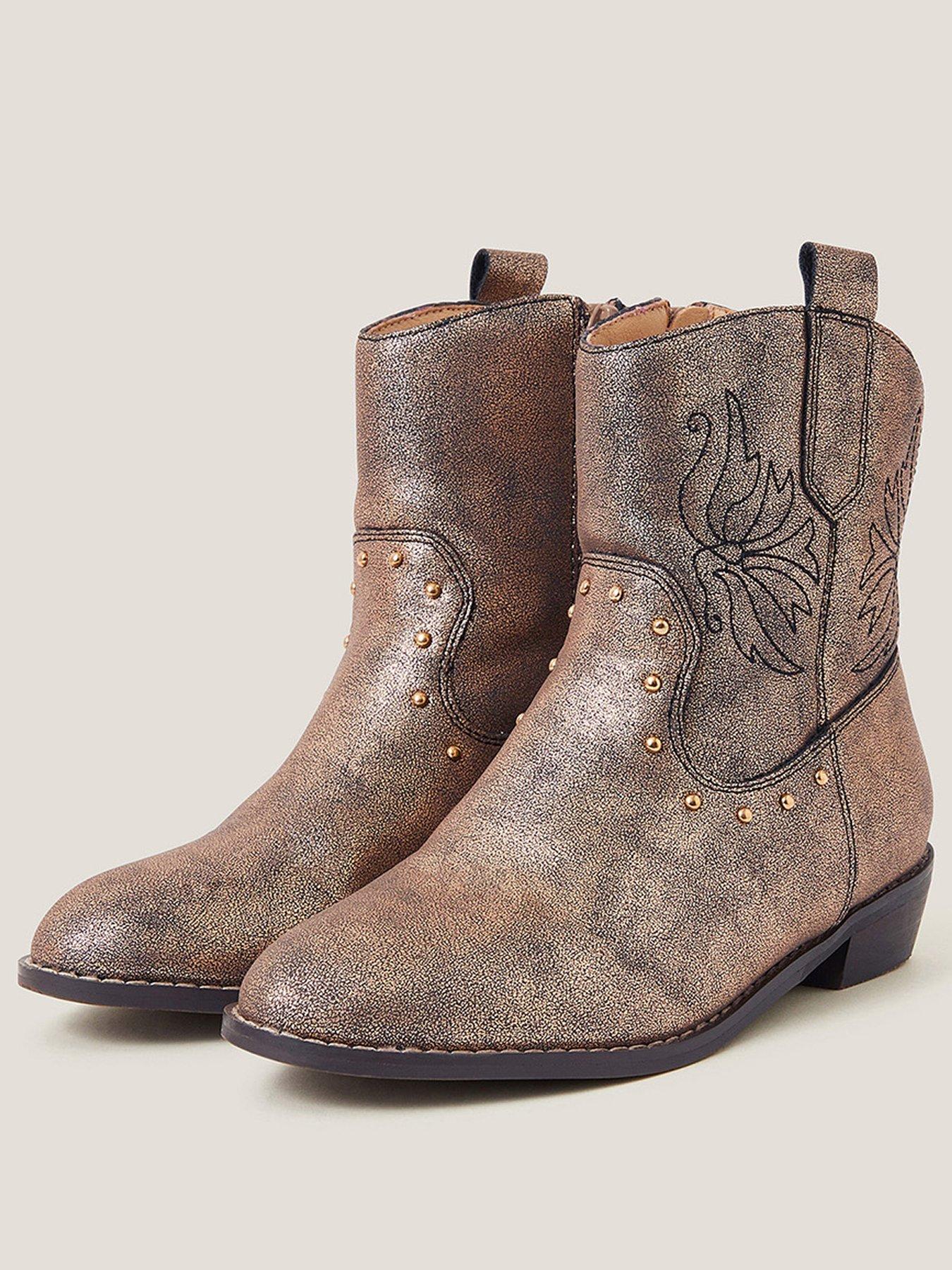 Image 2 of 3 of Monsoon Girls Brooke Cowboy Boots - Bronzed