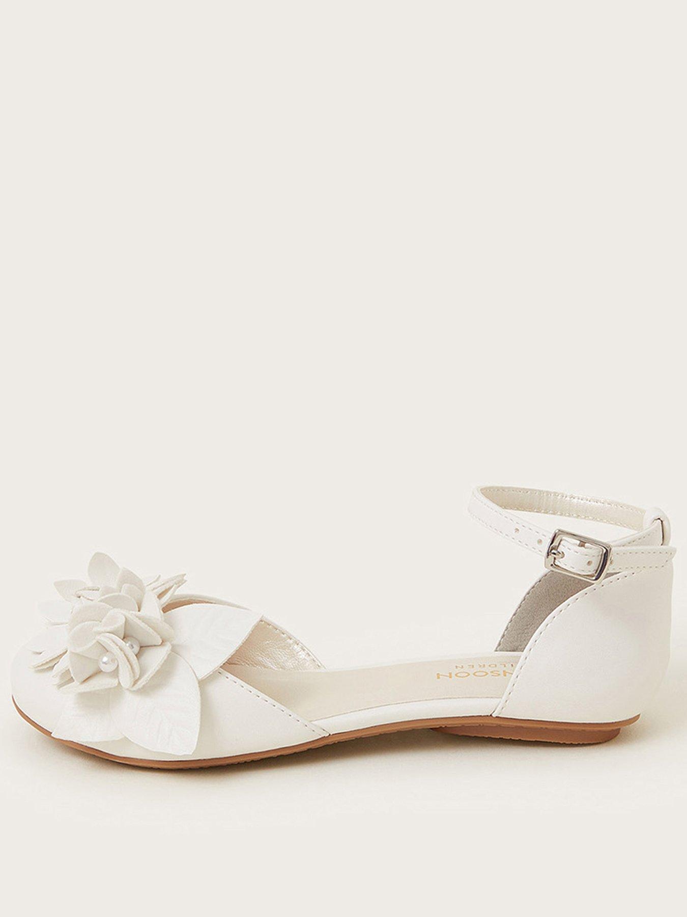 undefined Girls Ivory Flower Ballerina - Light Cream