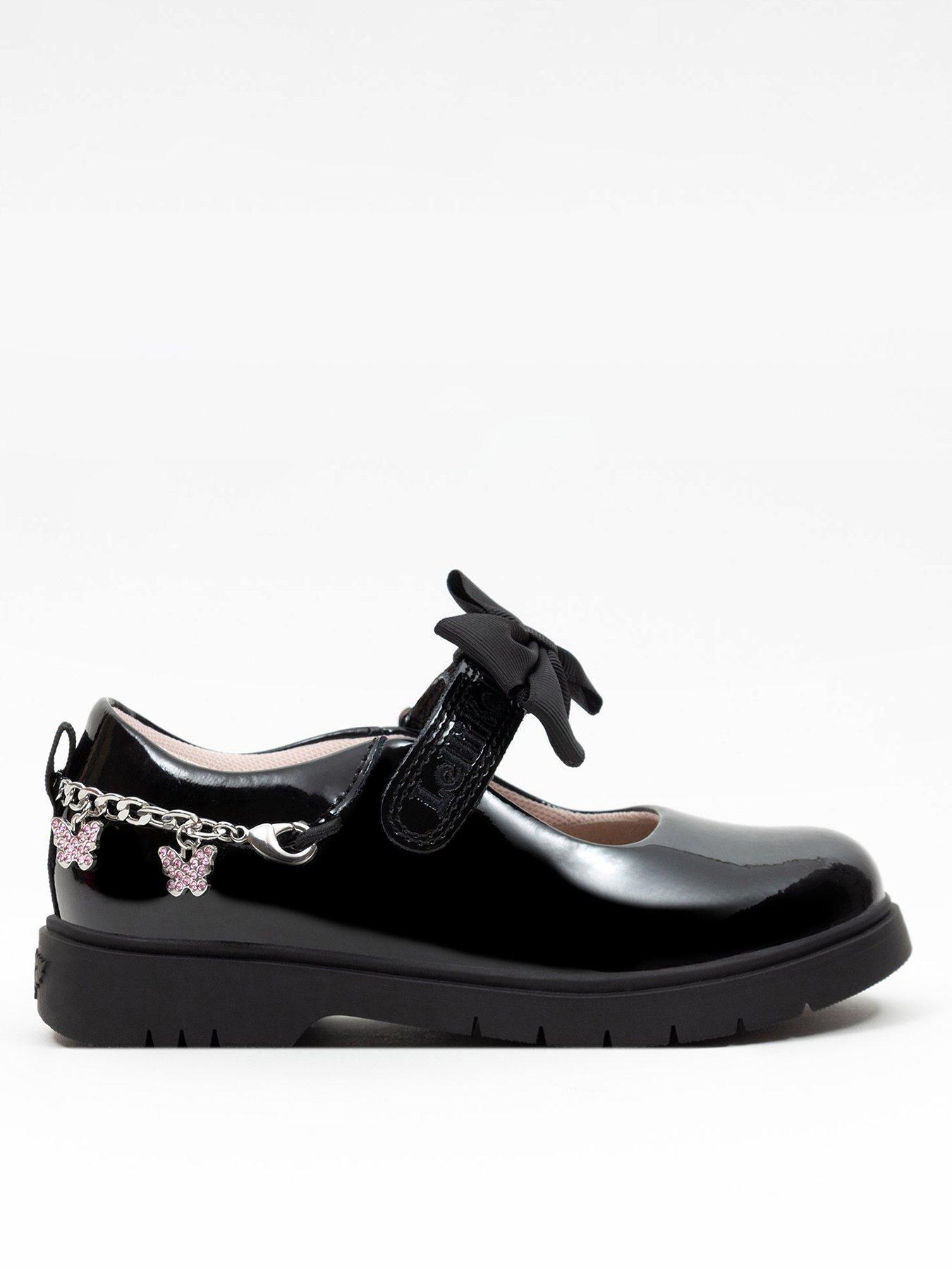  image of lelli-kelly-isabella-patent-removeable-bracelet-bow-school-shoe-black