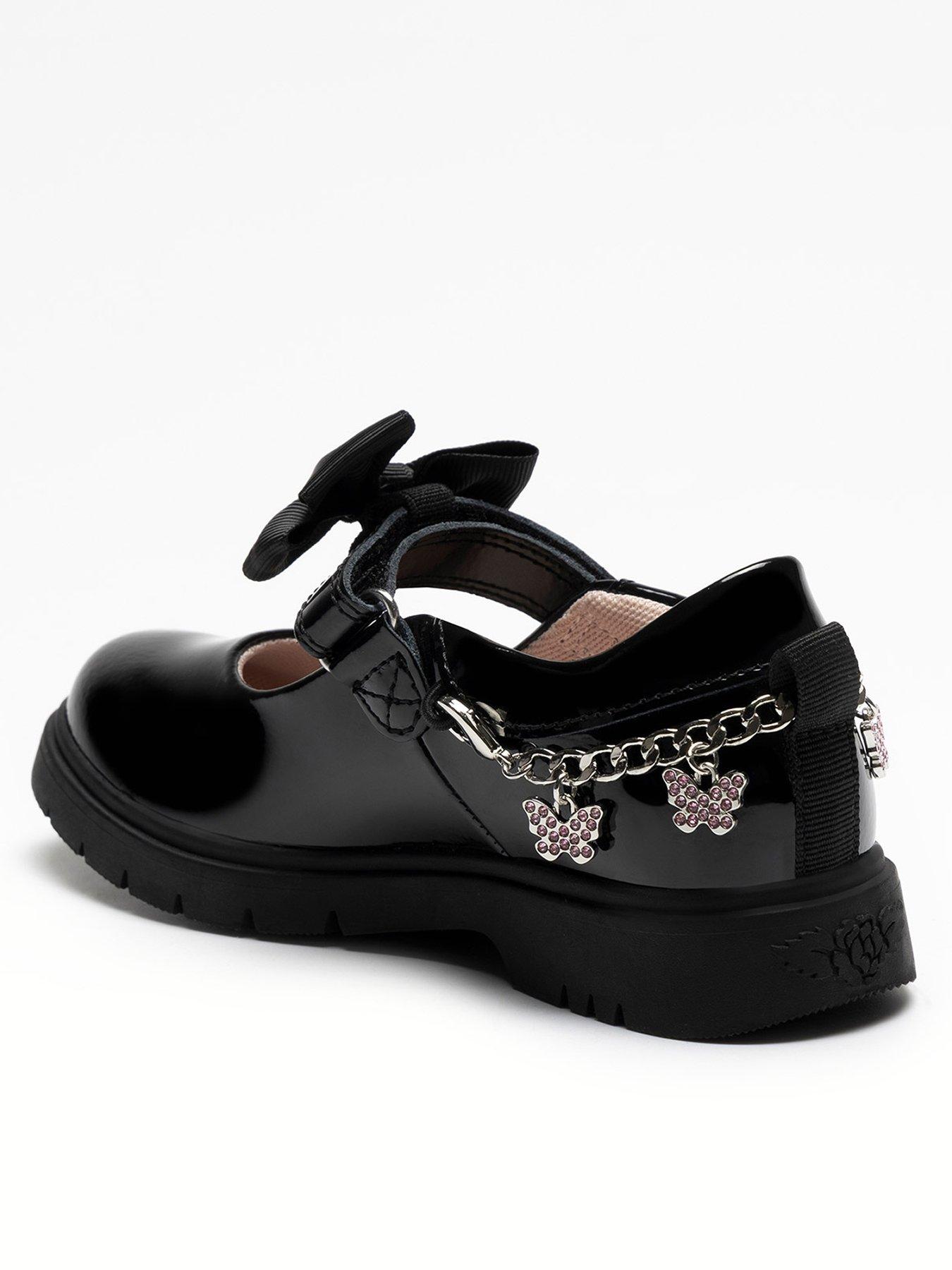  image of lelli-kelly-isabella-patent-removeable-bracelet-bow-school-shoe-black